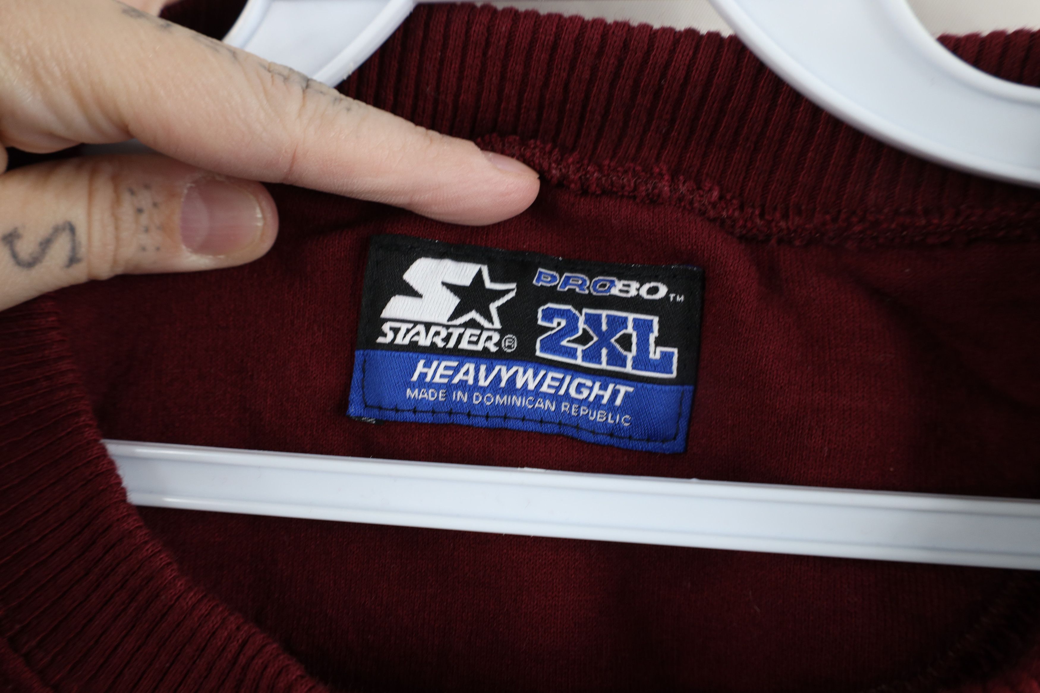 Starter × Vintage Vintage 90s Starter Heavyweight Crewneck Sweatshirt Burgundy Size US XXL / EU 58 / 5 - 7 Thumbnail