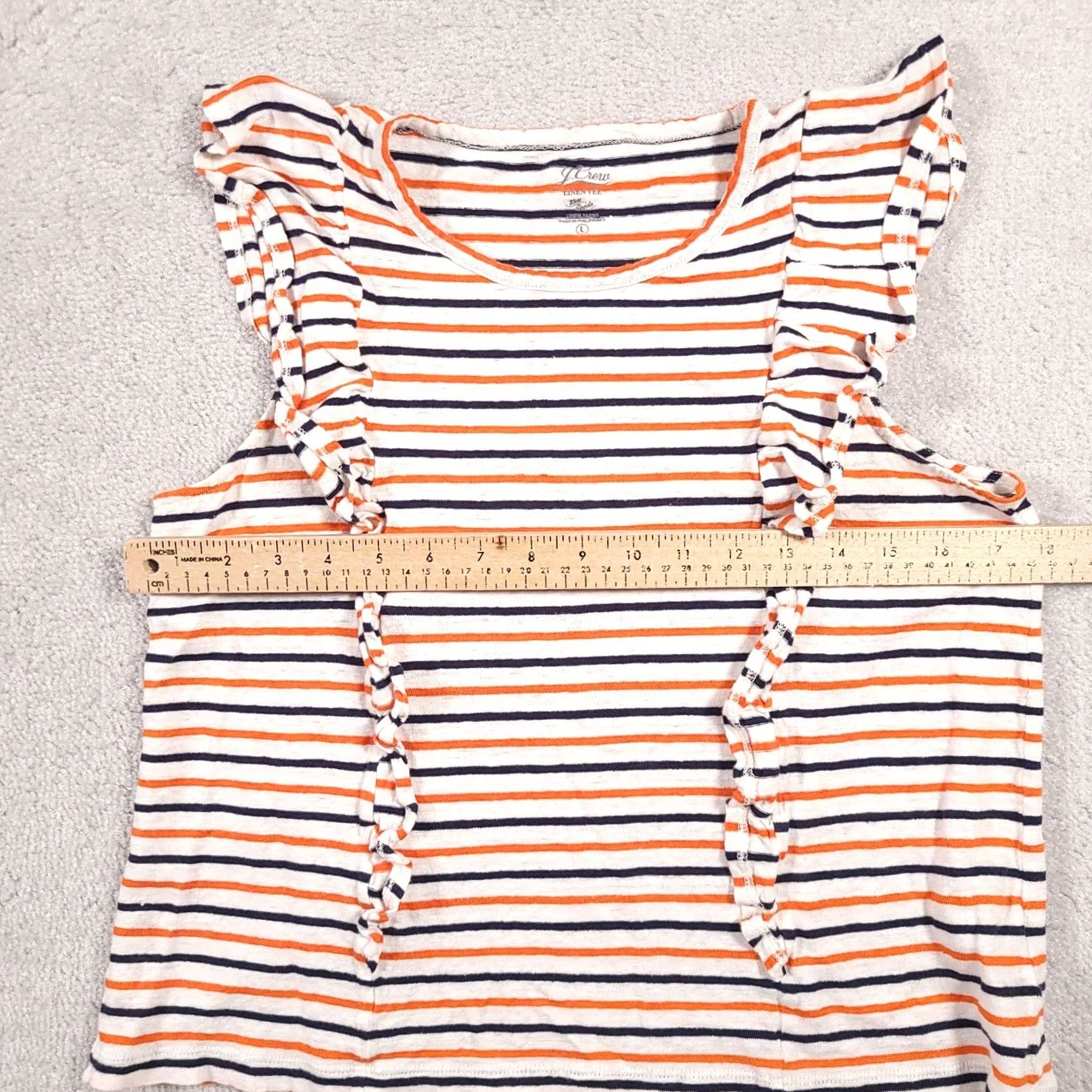 J.Crew J. Crew Linen Tee Knit Goods Tank Sleeveless Shirt Women's Large Stripe Flutter Shirt Size L / US 10 / IT 46 - 5 Thumbnail