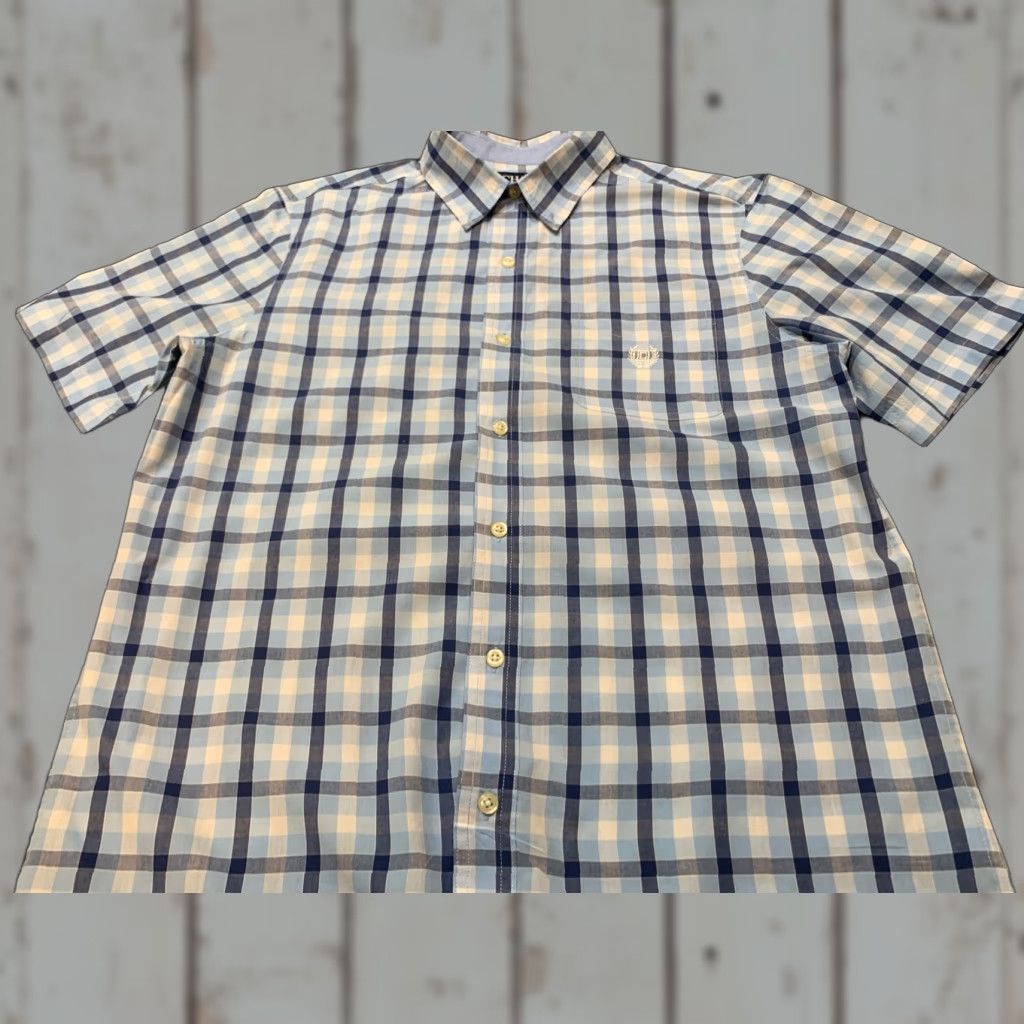 Chaps Chaps Men's M Blue Plaid Short Sleeve Button-Up Shirt Easy Care Classic Retro Grunge Size US M / EU 48-50 / 2 - 1 Thumbnail