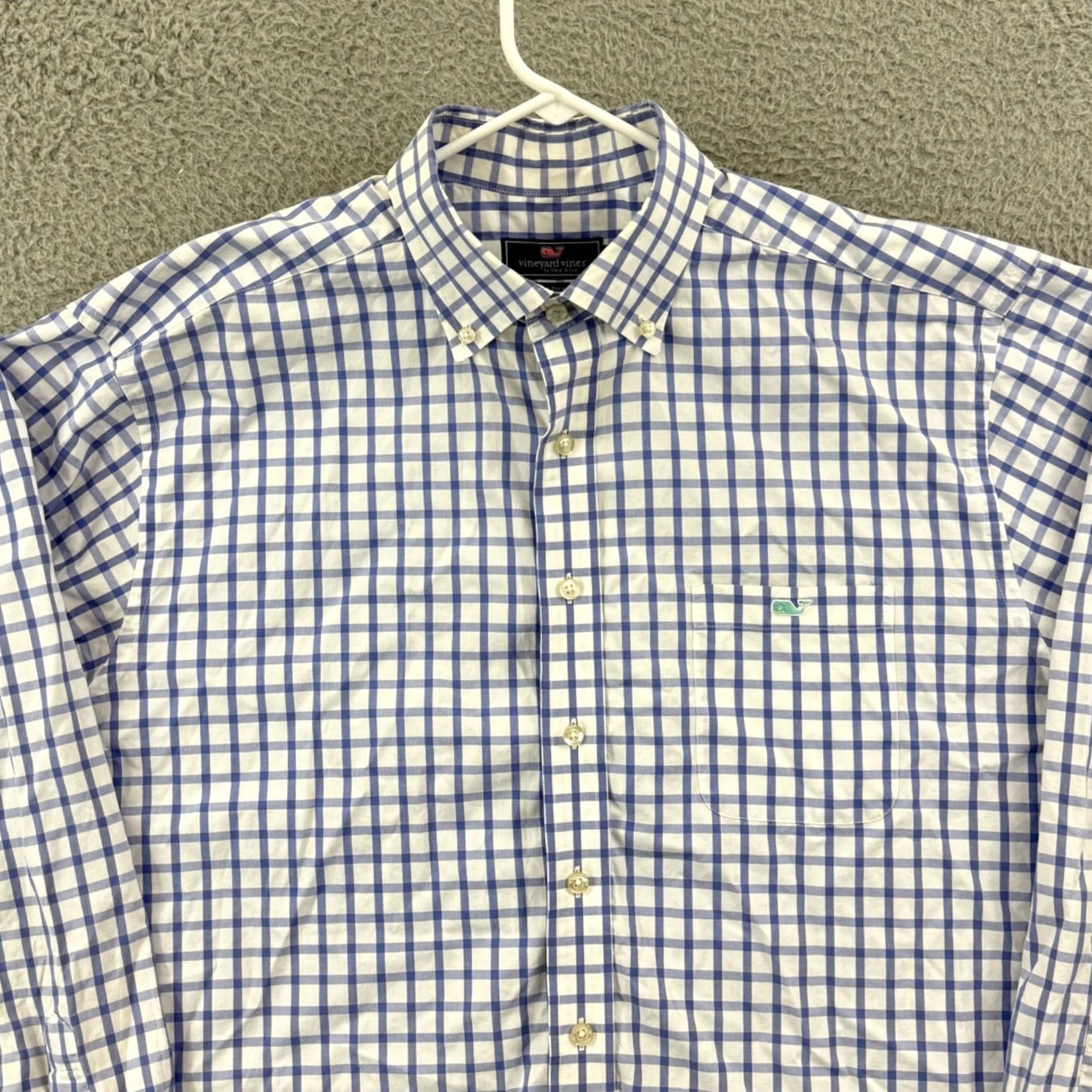 Vineyard Vines Vineyard Vines Shirt Mens XL Blue Classic Fit Long Sleeve Tucker Plaid Sport Button-Up Shirt Size US XL / EU 56 / 4 - 3 Thumbnail