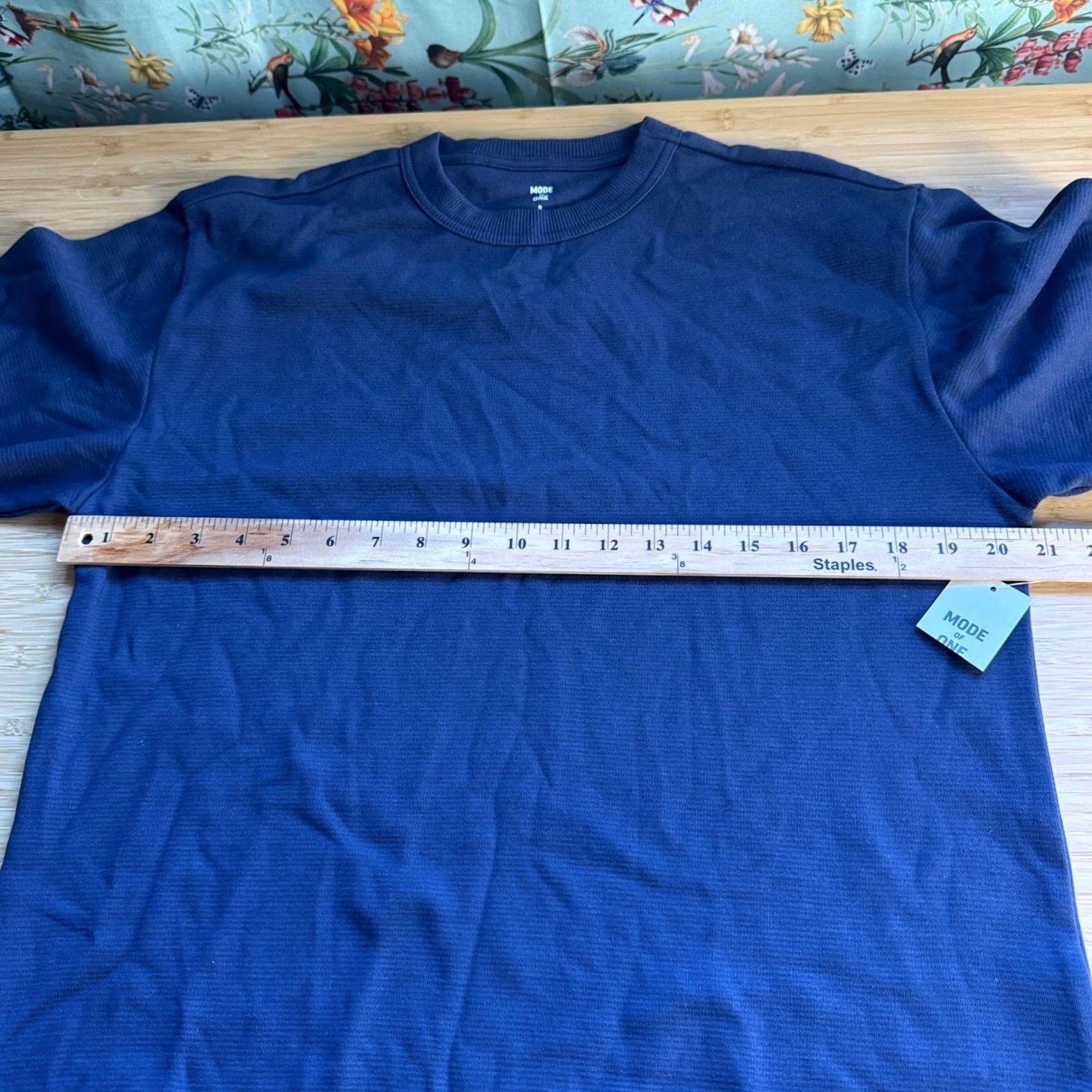 Vintage Mode of One Textured T-Shirt S Blue Relaxed Fit Ottoman Tee Size US S / EU 44-46 / 1 - 5 Thumbnail