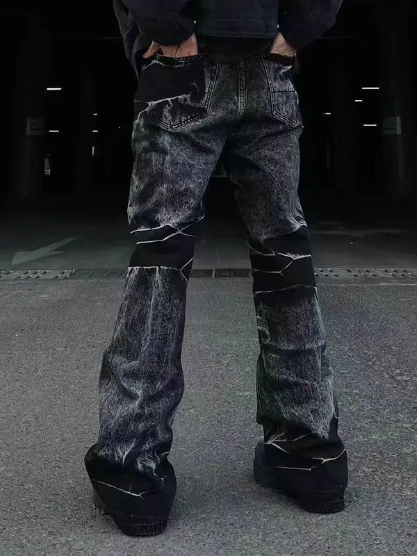 Japanese Brand VIBE Retro lightning pattern heavy wash bootcut jeans Size US 32 / EU 48 - 2 Thumbnail