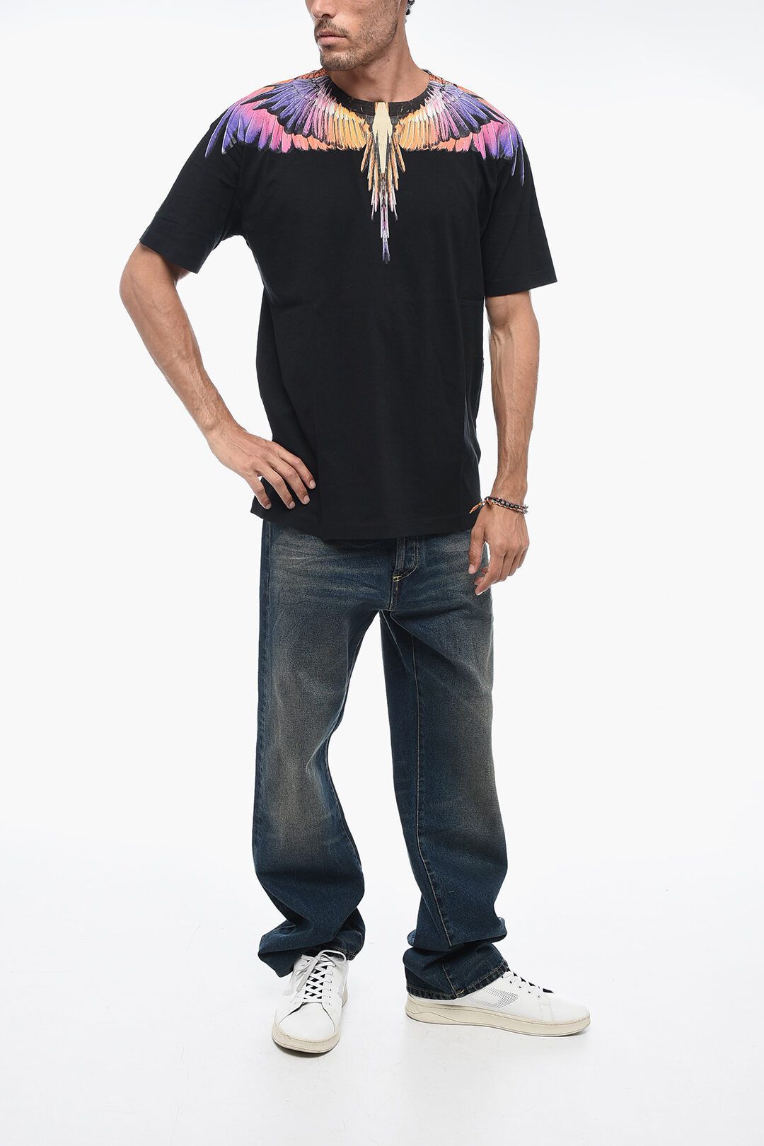 Marcelo Burlon og1mm0824 Crewneck Cotton T-Shirt in Black Size US XL / EU 56 / 4 - 4 Thumbnail