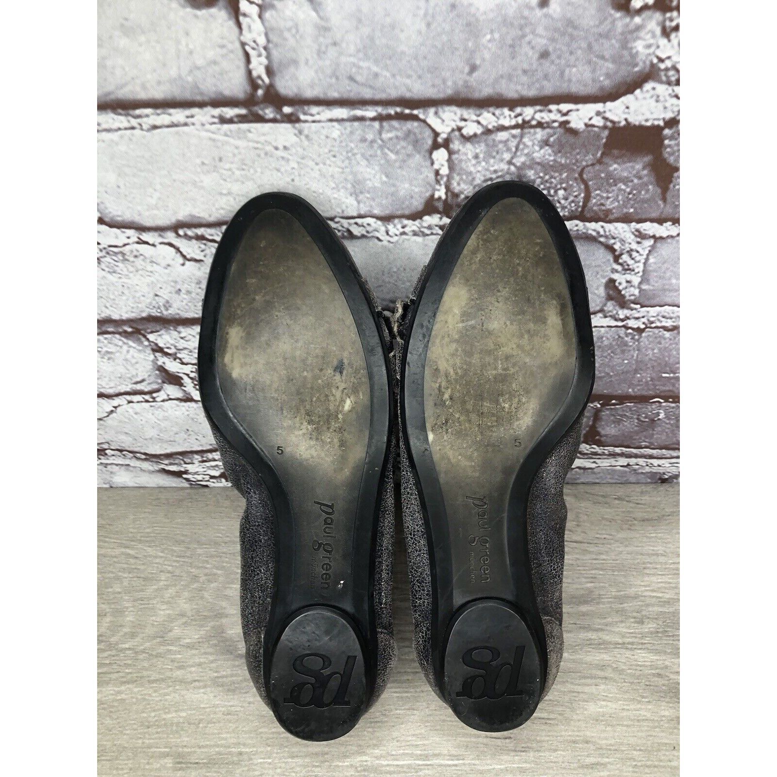 Other PAUL GREEN Pewter Leather Shimmer Zipper Ballet Flats Women Size US 7.5 / IT 37.5 - 15 Thumbnail