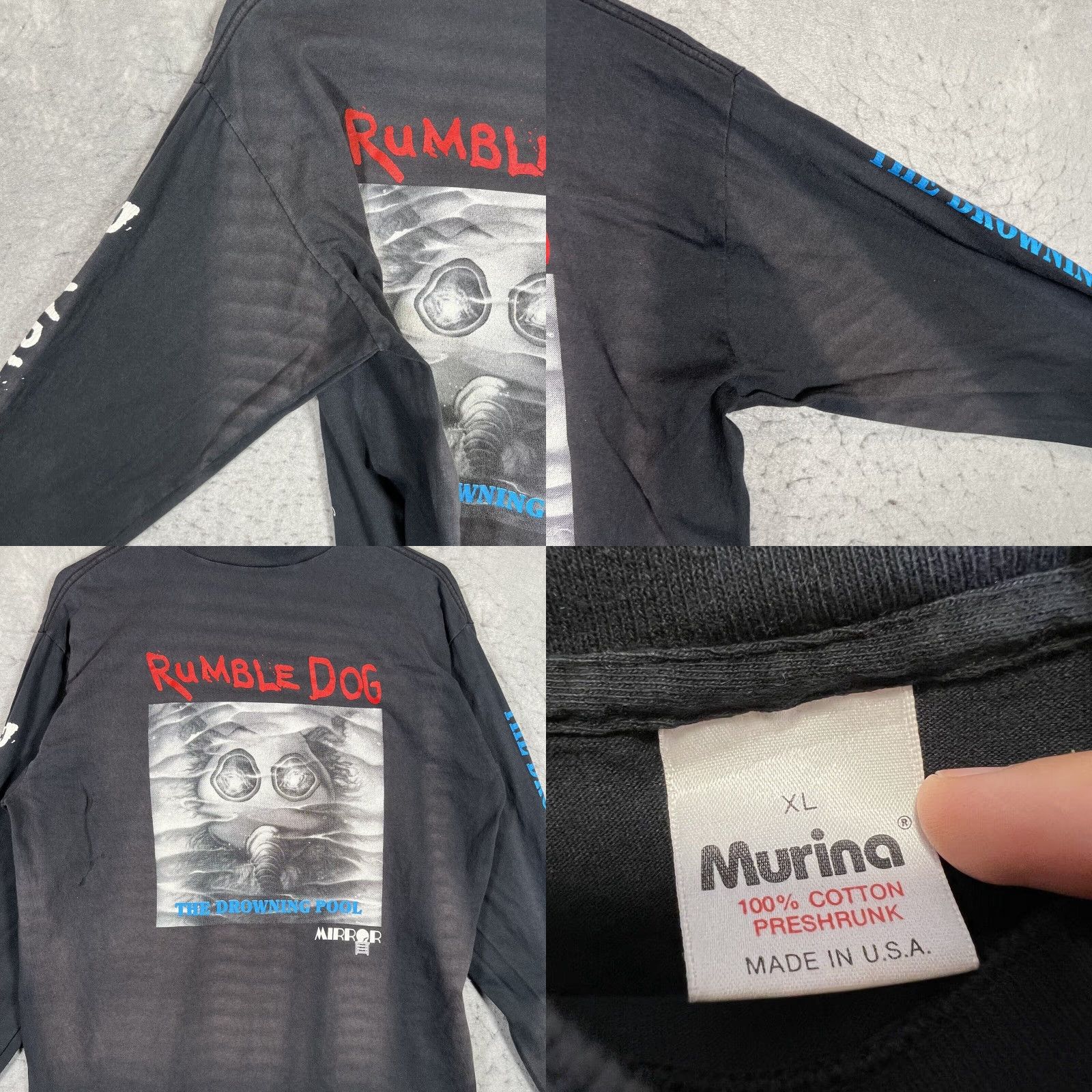 Vintage VINTAGE A1 90s Murina Rumble Dog The Drowing Pool Mock Neck T Shirt Adult XL Black Mens Size US XL / EU 56 / 4 - 8 Thumbnail