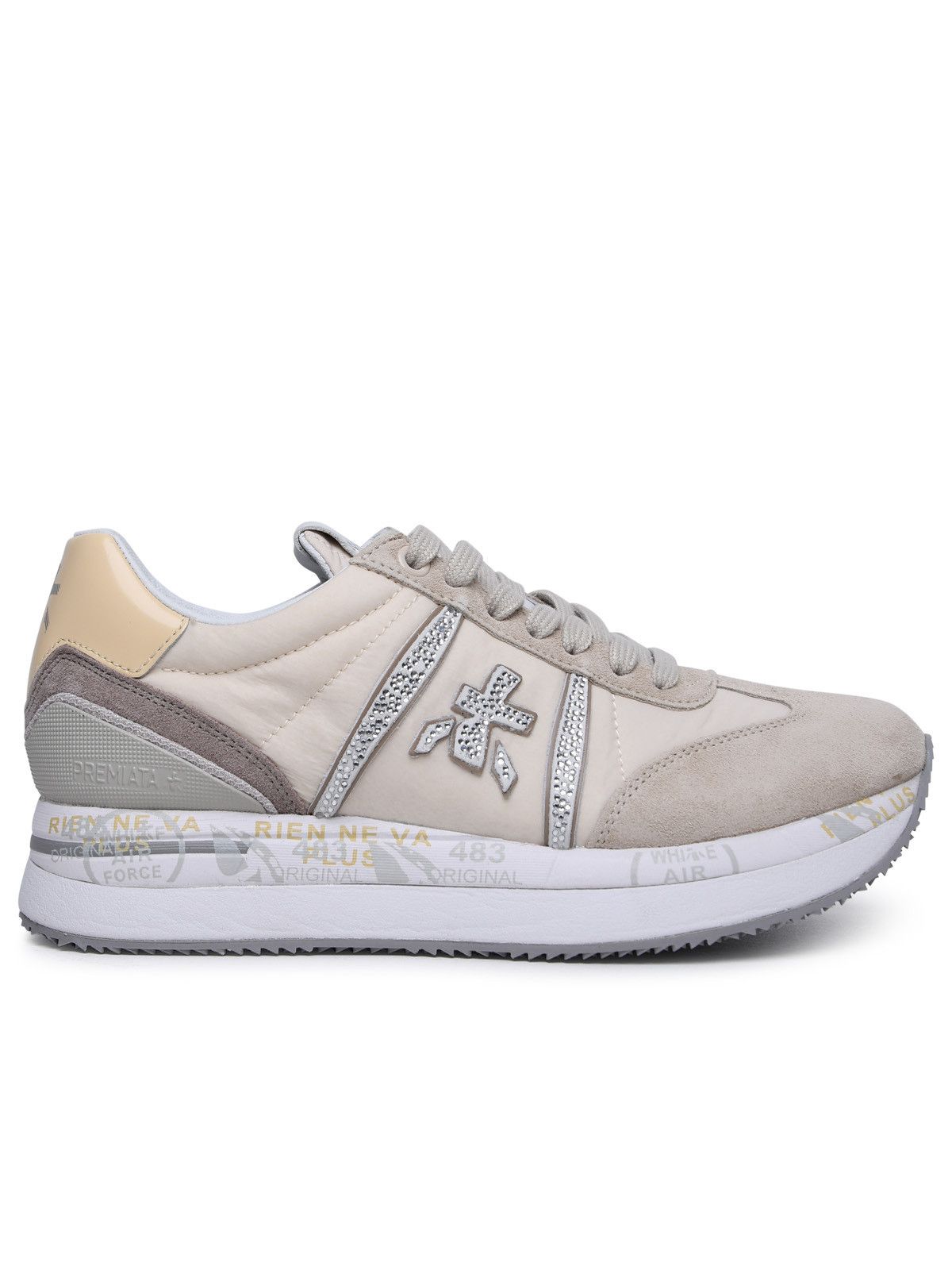image of Premiata 'conny' Beige Leather And Nylon Sneakers, Women's (Size 7)