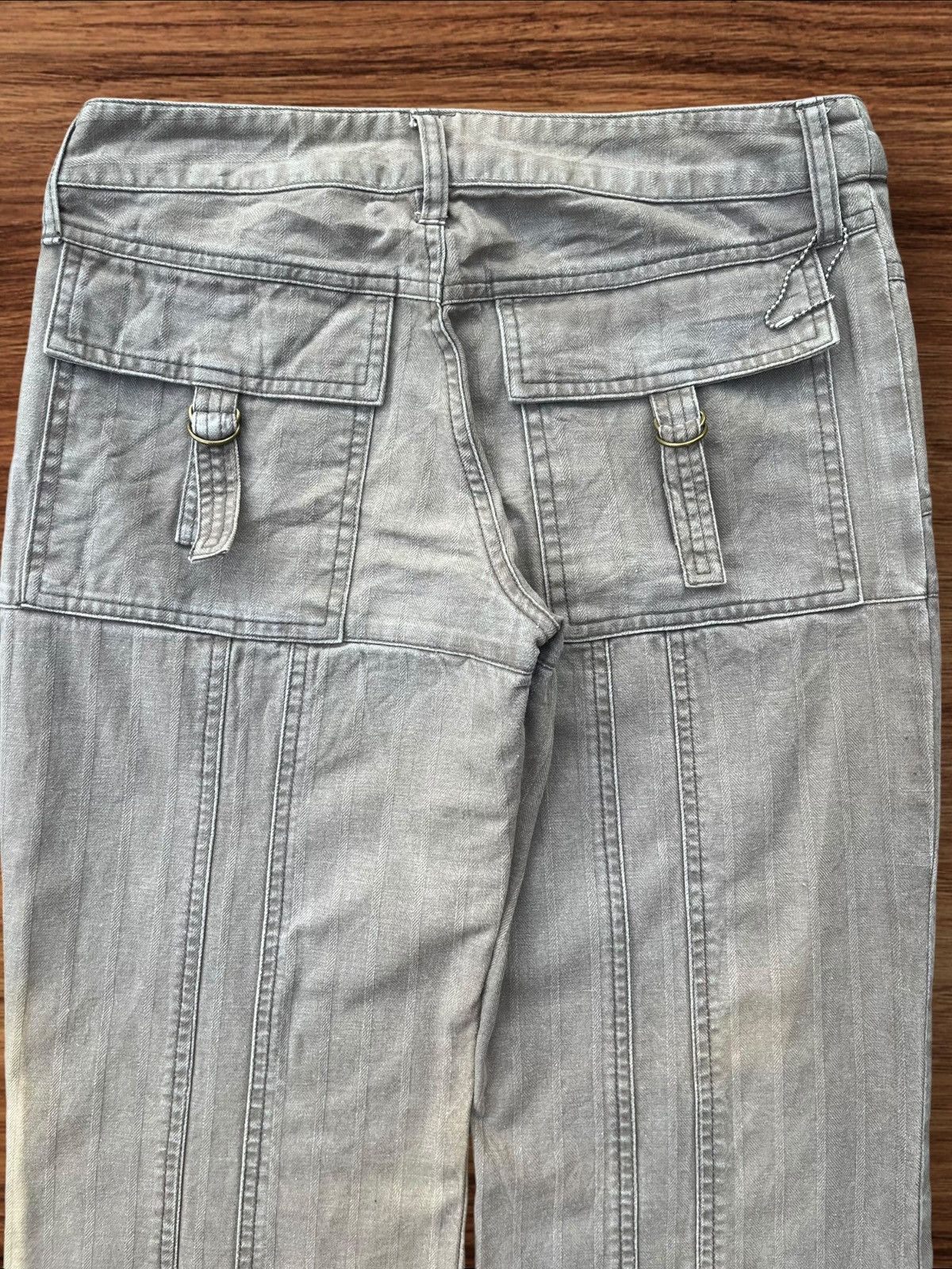 Japanese Brand Vintage Grunge Stripped Sun Faded Double Pocket Flare Pants Size US 29 - 4 Thumbnail
