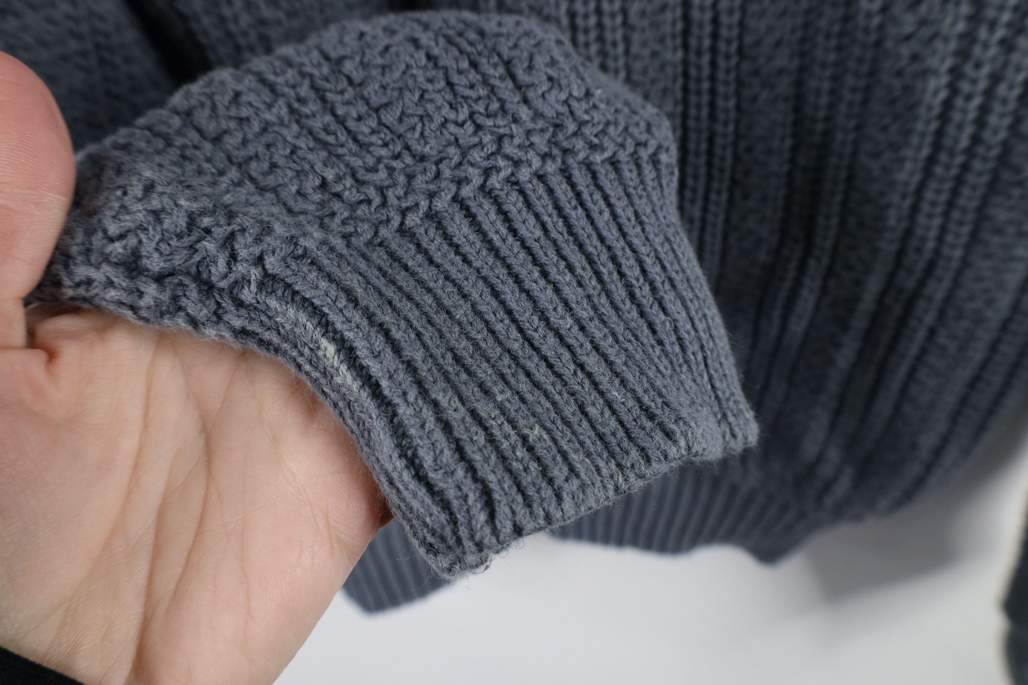 Vintage Vintage 90s Streetwear Chunky Ribbed Knit Sweater Steel Blue Size US L / EU 52-54 / 3 - 5 Thumbnail