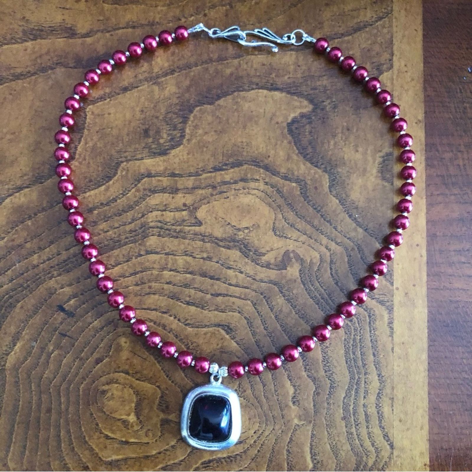 Handmade Handcrafted repurpose dark vampire blood dome Pearl necklac Size ONE SIZE - 8 Thumbnail
