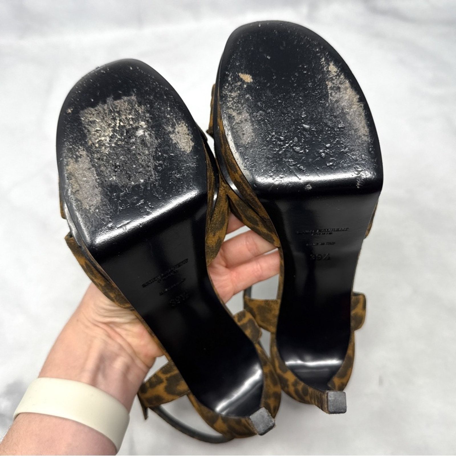 Saint Laurent Paris Saint Laurent Bianca Bow Leopard Suede Platform Sandal Heels Size US 9.5 / IT 39.5 - 8 Thumbnail