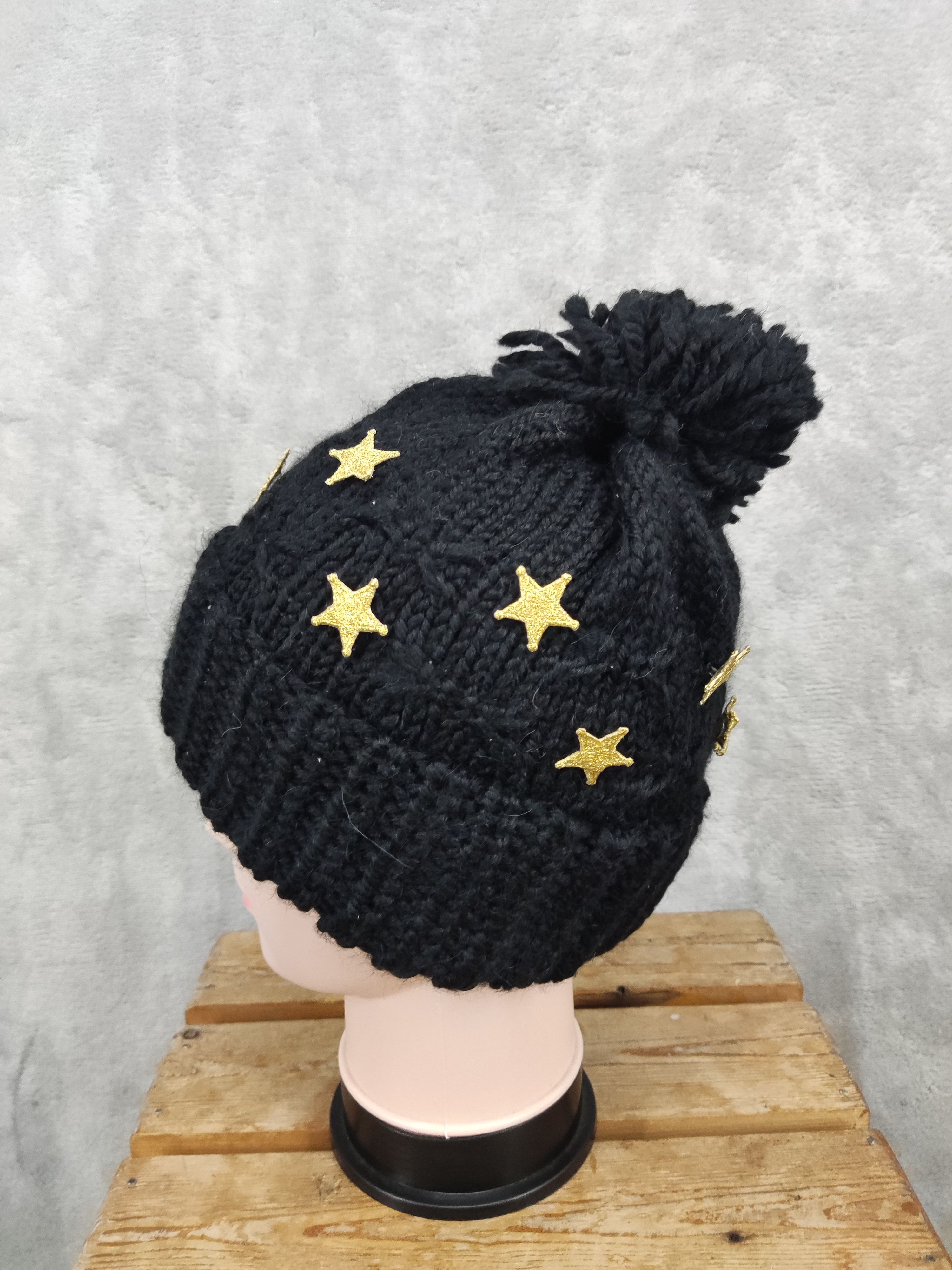 CA4LA Japanese Brand Ca4la Black Crochet Beanie Hat Size ONE SIZE - 4 Thumbnail