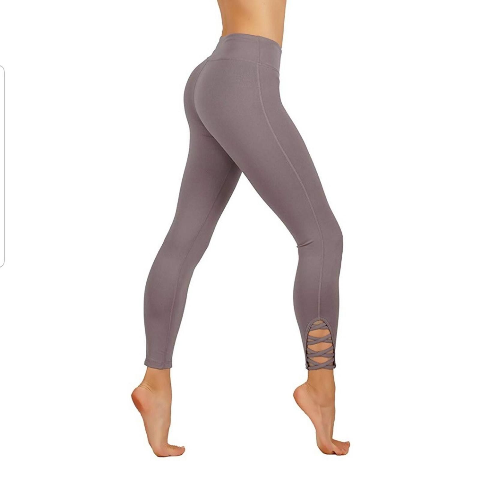 Designer Women's Gray Leggings with Side Cutouts Size 32" / US 10 / IT 46 - 1 Thumbnail