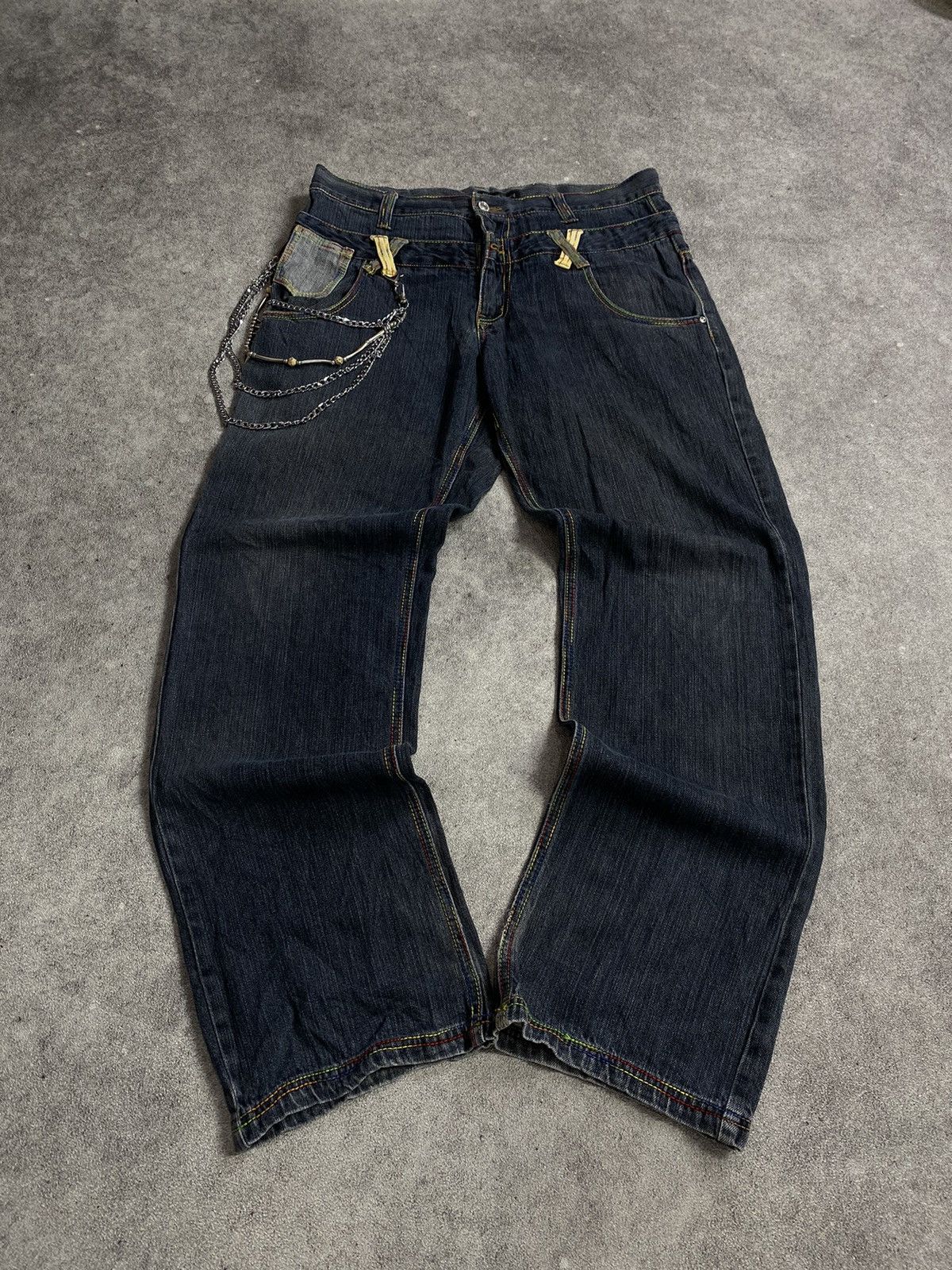 If Six Was Nine × Japanese Brand × Le Grande Bleu (L.G.B.) Amore Puro Rainbow Stich Double Waist Pant Size US 32 / EU 48 - 1 Thumbnail