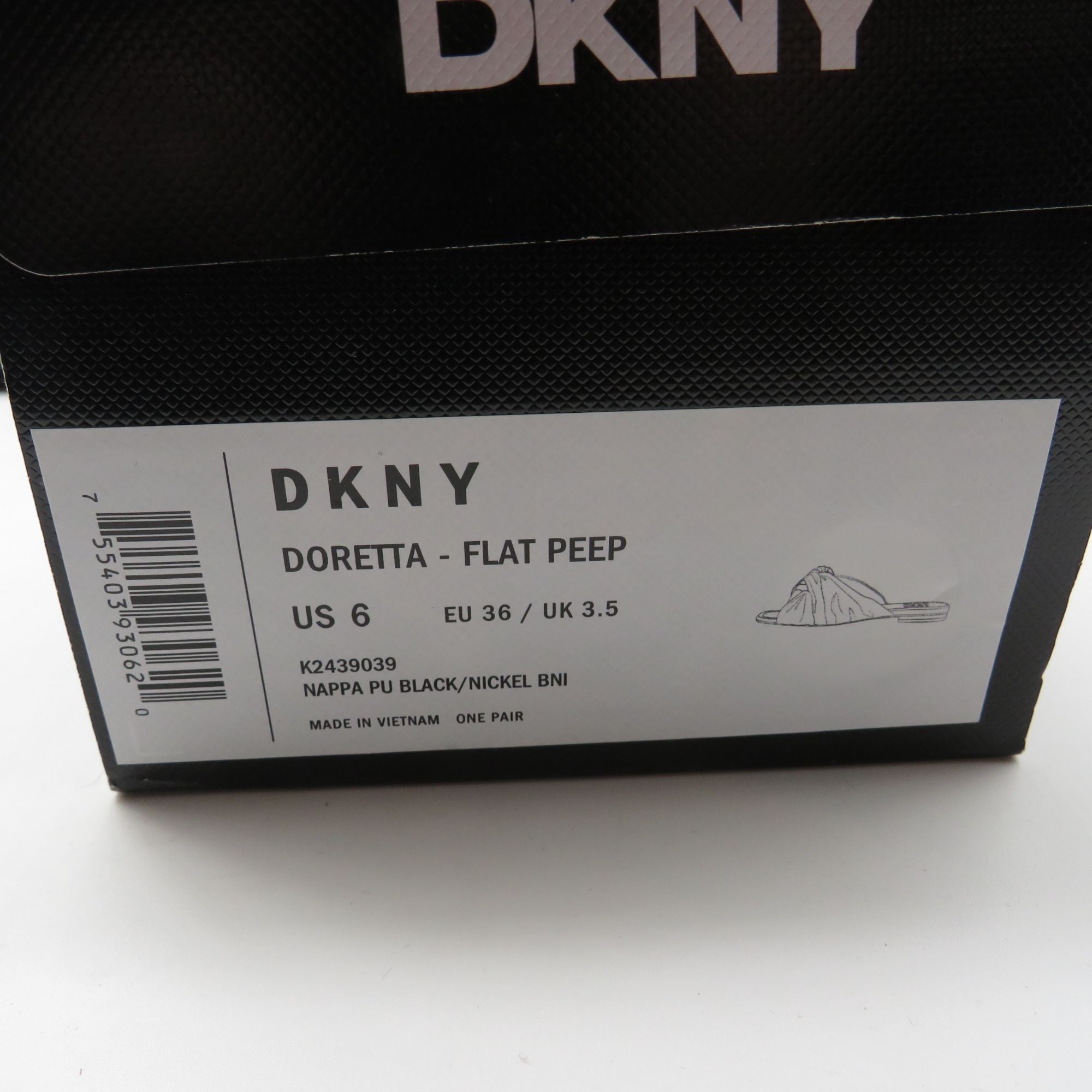 DKNY Dkny Doretta Black Faux Leather Flat Peep Toe Slide Sandals Size US 6 / IT 36 - 2 Thumbnail