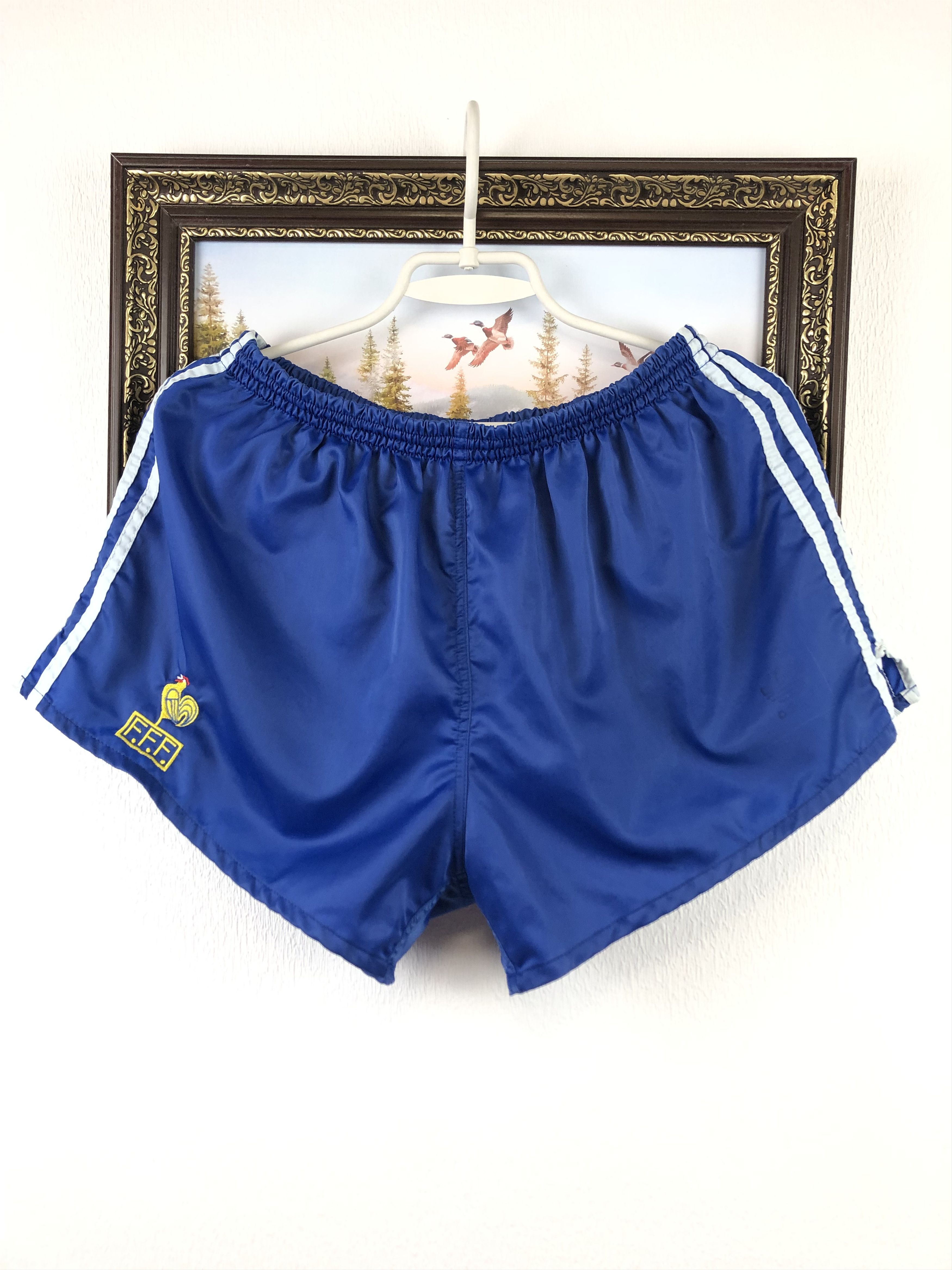 Adidas Vintage France Football Nylon Shorts Rare Soccer Blue Size US 34 / EU 50 - 1 Thumbnail