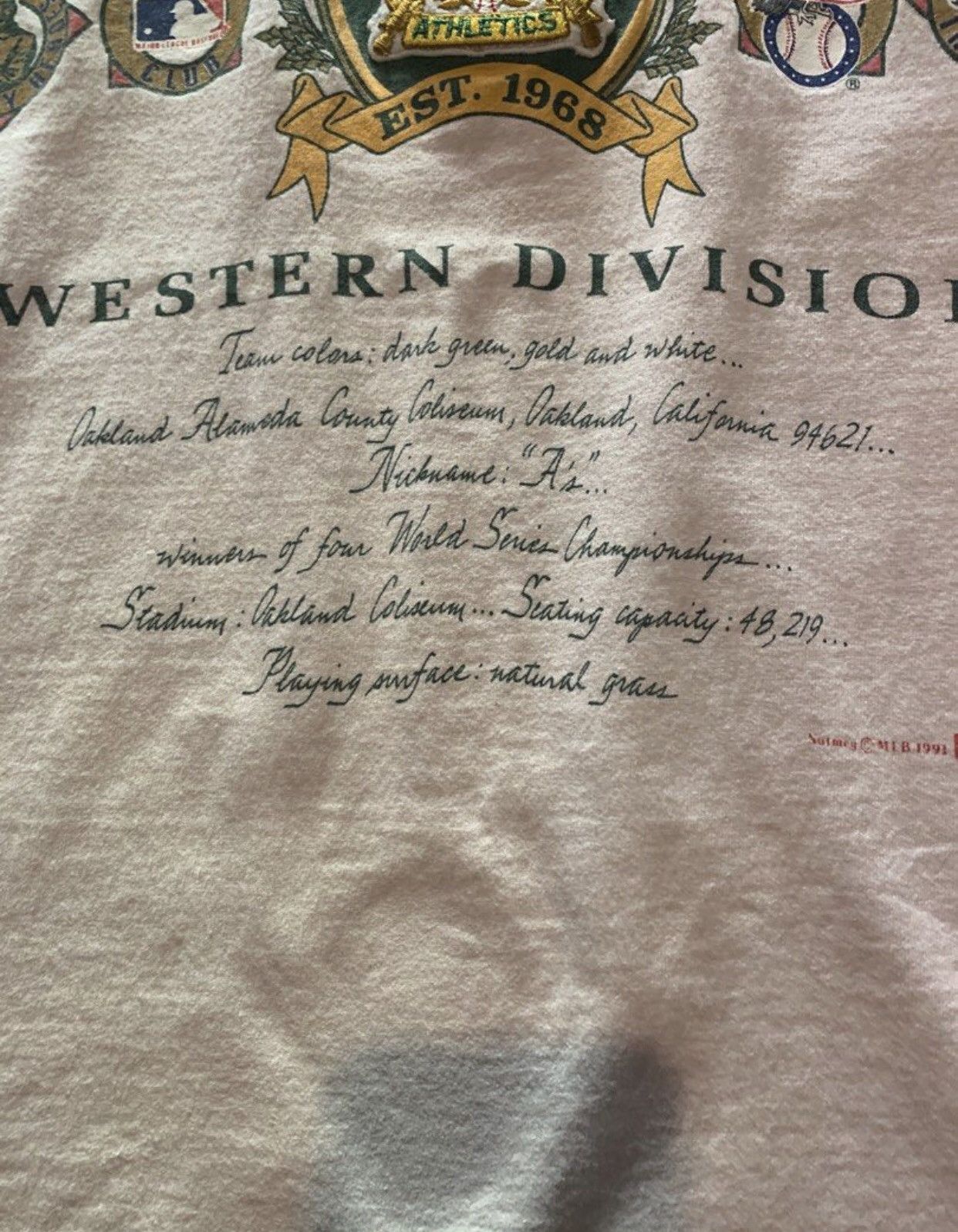 Band Tees × Nutmeg × Vintage VINTAGE OAKLAND ATHLETICS TEE AMERICAN LEAGUE WESTERN DIV. Size US L / EU 52-54 / 3 - 7 Thumbnail