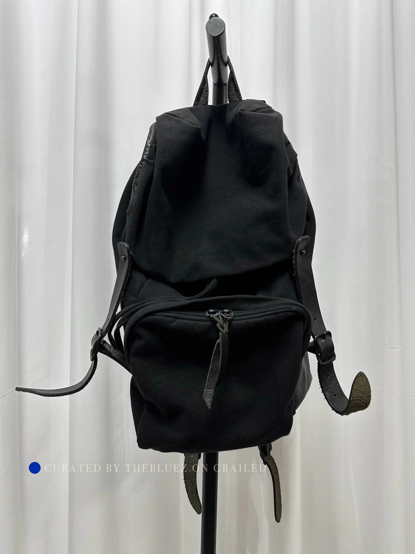 Yohji Yamamoto Distressed Black Cowhide Panelled Backpack Size ONE SIZE - 1 Thumbnail