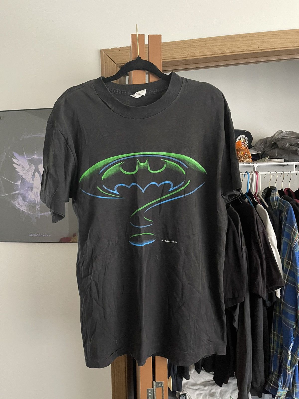 image of 1995 Single Stitch Batman Forever Shirt in Black, Men's (Size Large)