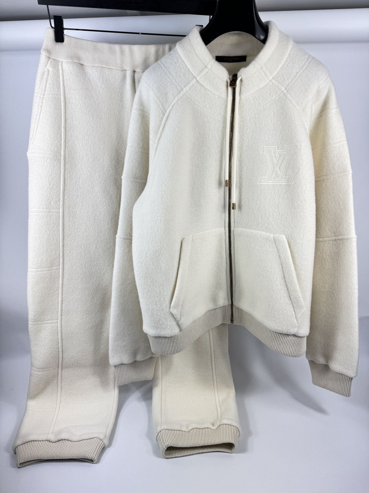 TEXTURED WOOL ZIP UP JUMPER AND TROUSER SET