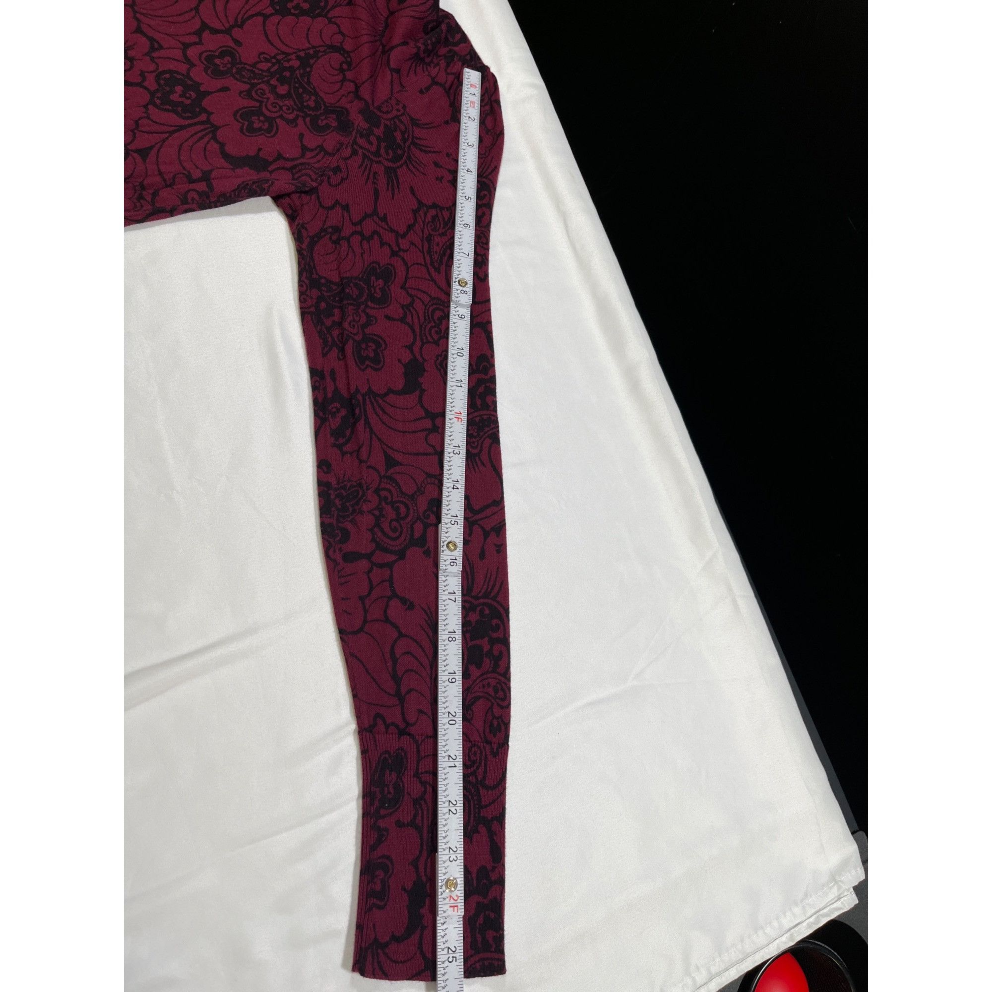 Loft LOFT SKU 7743 Womens Purple and Black Floral Sweater Size L Size L / US 10 / IT 46 - 7 Thumbnail