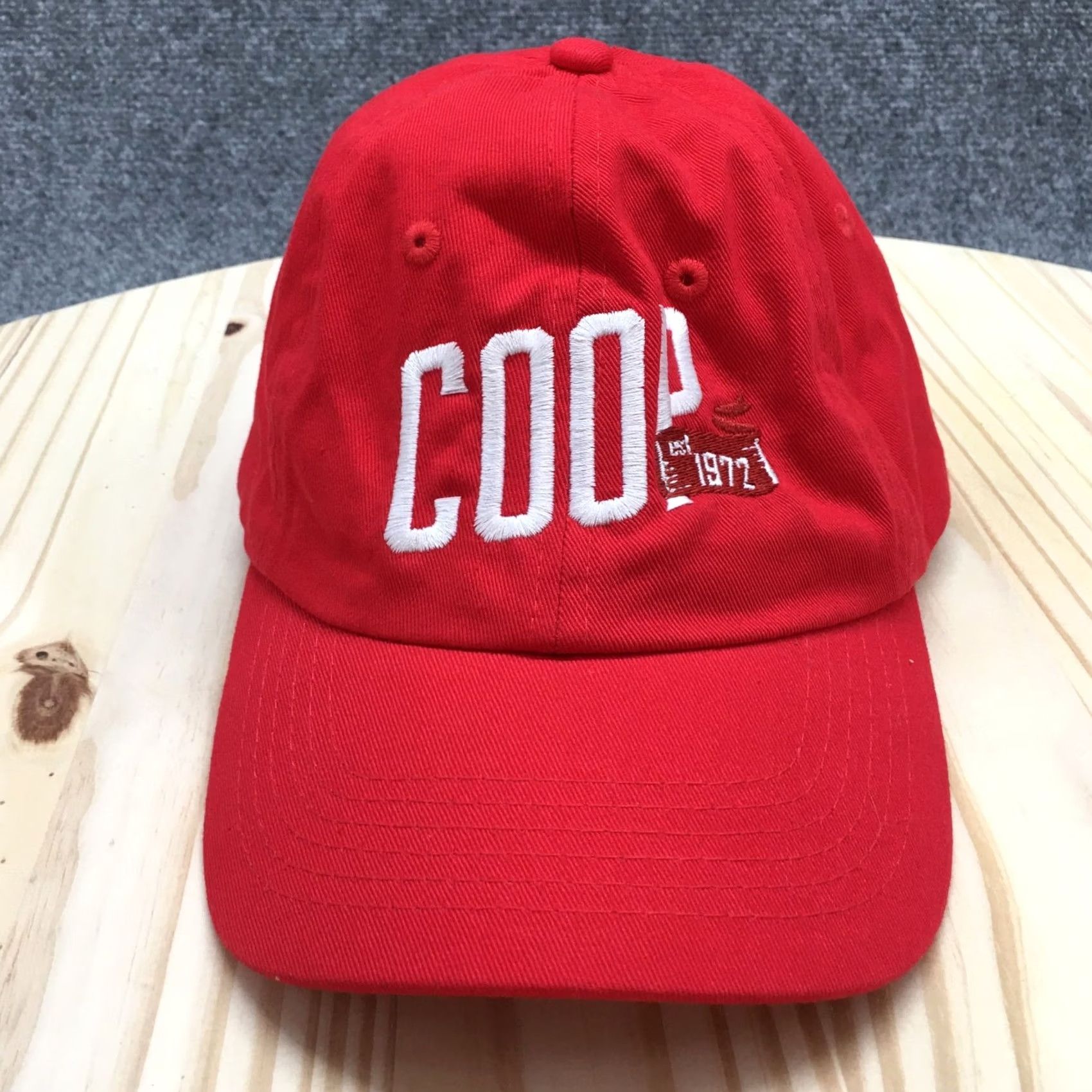 Vintage Coop 1972 Baseball Cap Red Camo OSFA Curved Brim Adjustable Embroidered Unisex Men Size ONE SIZE - 2 Thumbnail