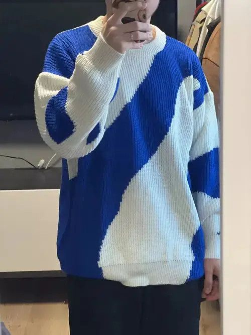 Other Spheres Blue White Sweater Size US L / EU 52-54 / 3 - 2 Thumbnail