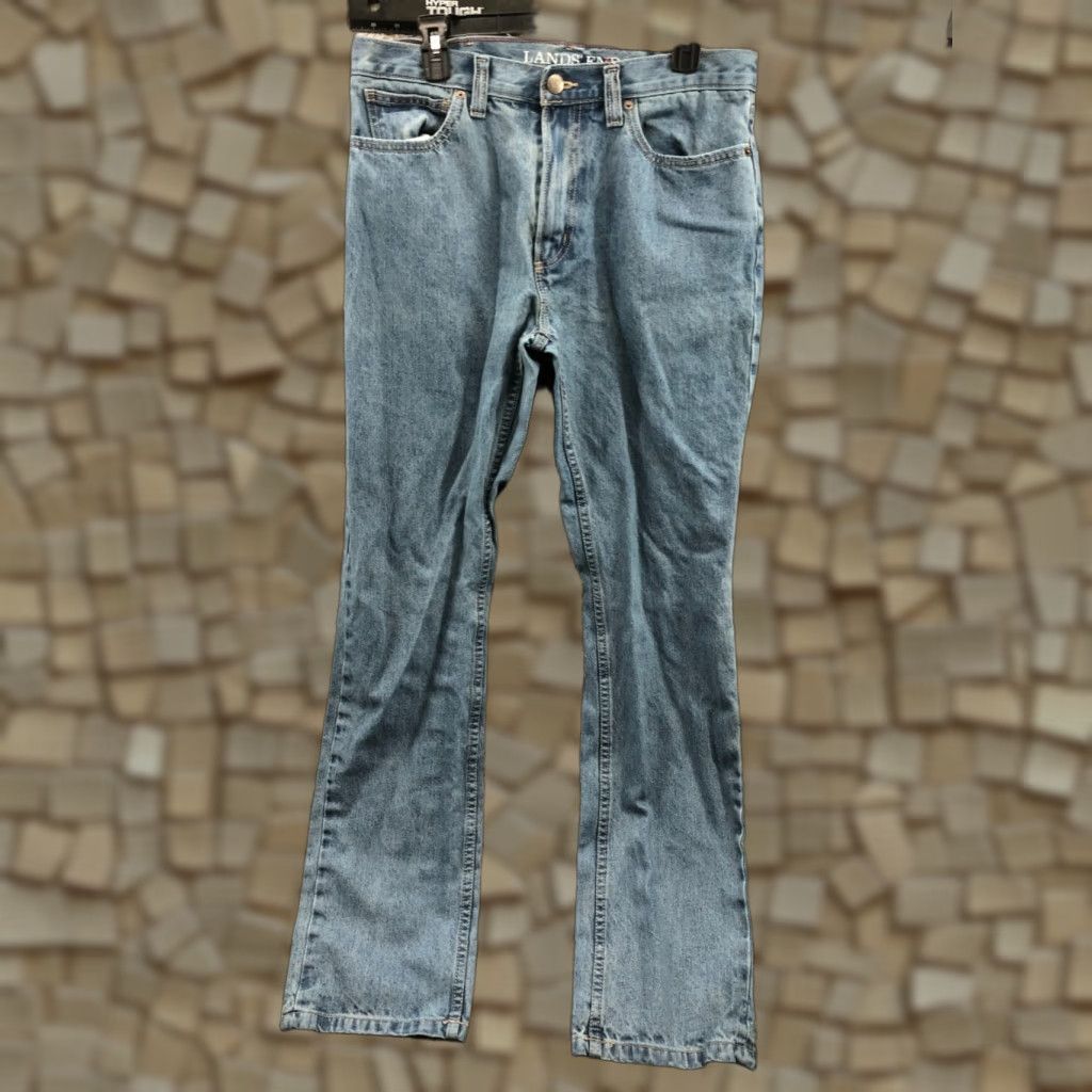 Lands' End Lands' End Jeans Mens Straight Fit 34 Regular Mid Blue 5-Pocket Denim Cotton Blend Belt Loops Inseam 36 in Wearable Modern Classic American Style Size US 34 / EU 50 - 1 Thumbnail