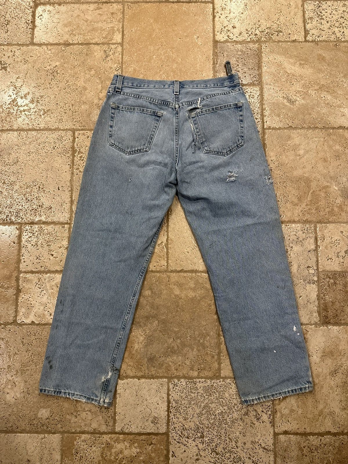 Basic Editions × Vintage Vintage Basic Editions Distressed Painter’s Blue Denim Jeans Size US 34 / EU 50 - 8 Thumbnail