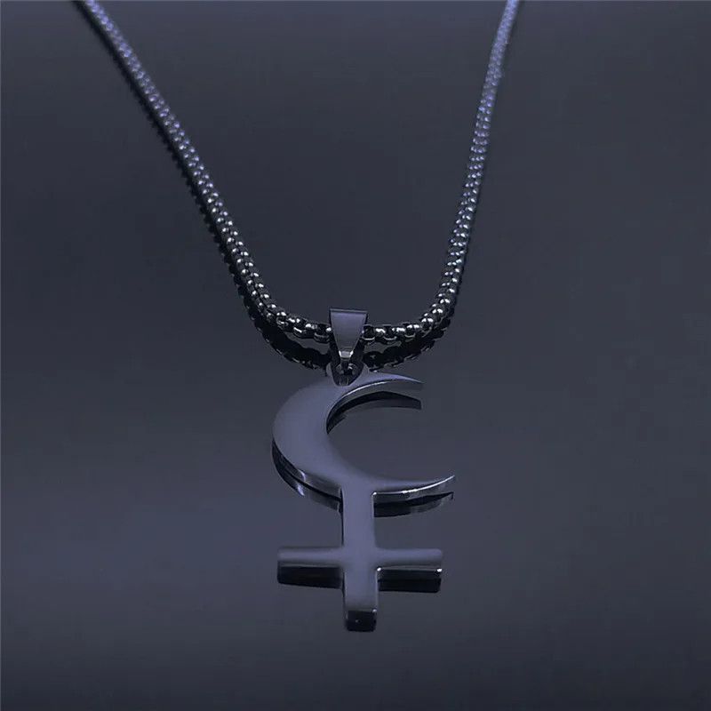 Jewelry Lilith Crescent Inverted Cross Pendant Emblem Talisman Size ONE SIZE - 3 Thumbnail