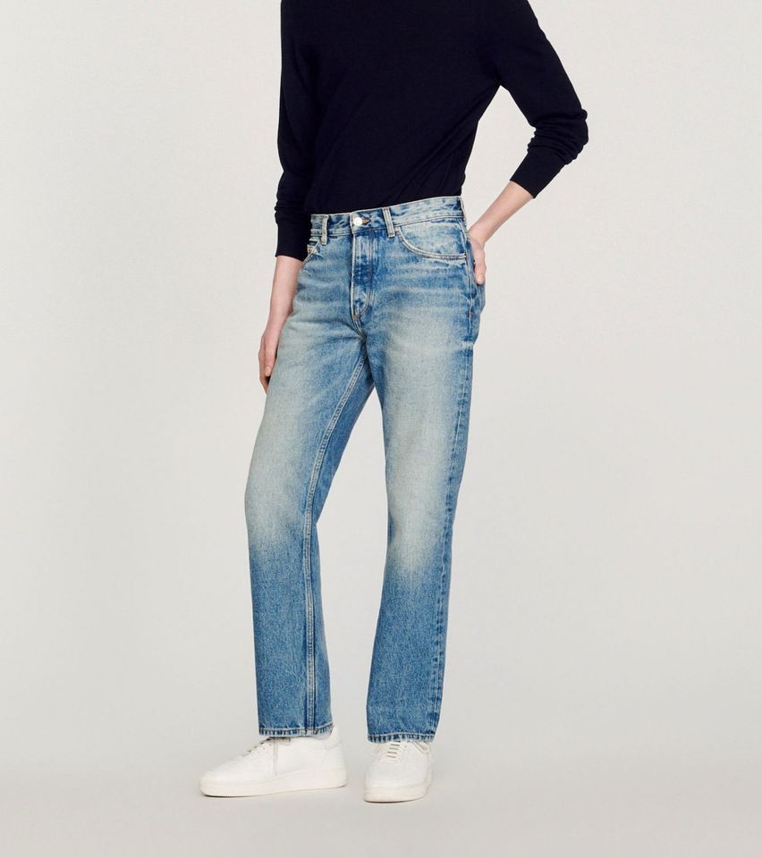 Sandro Sandro Paris Faded Straight-Leg Organic Cotton Mens Jeans Size US 31 - 2 Thumbnail