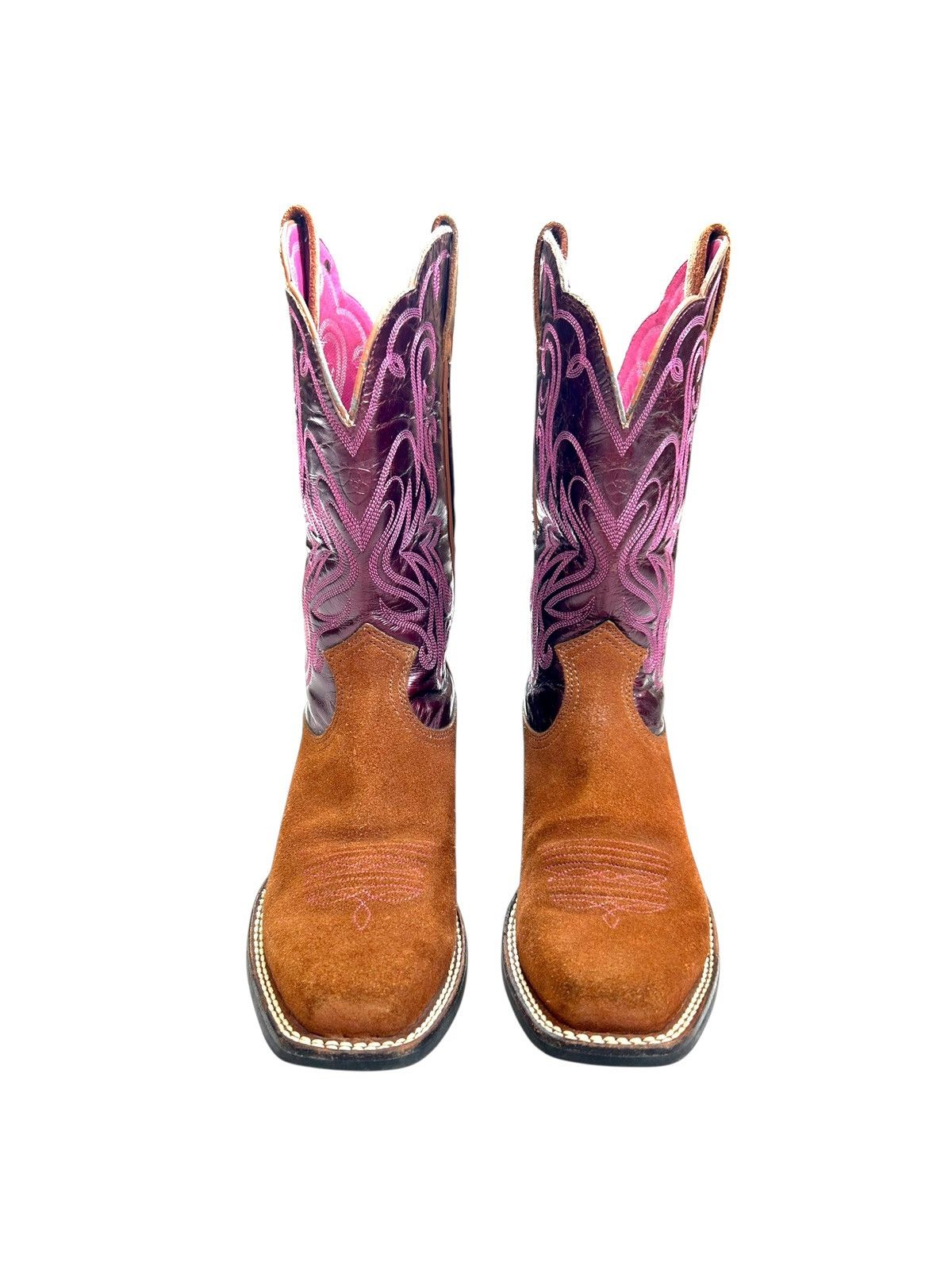 Ariat Vintage Ariat Western Suede Leather Brown Pink boots Size US 7 / EU 40 - 2 Thumbnail