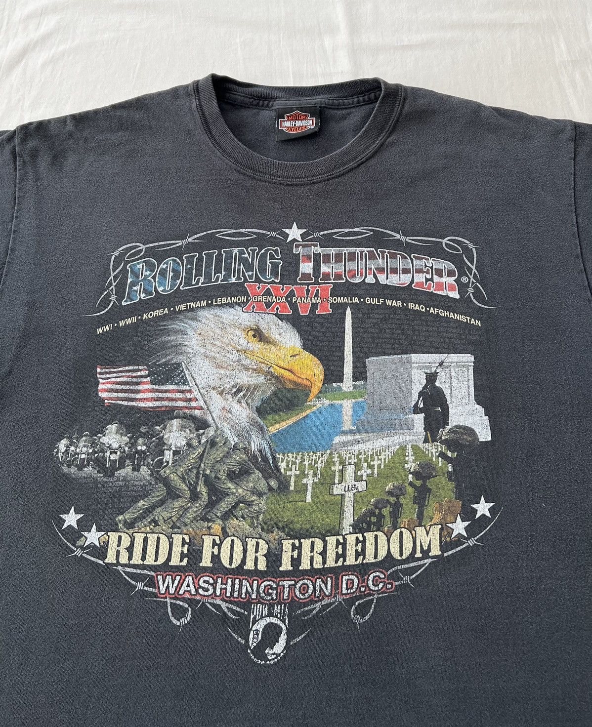 Harley Davidson Vintage 2000s Harley Davidson Rolling Thunder Eagle T-shirt Size US L / EU 52-54 / 3 - 7 Thumbnail