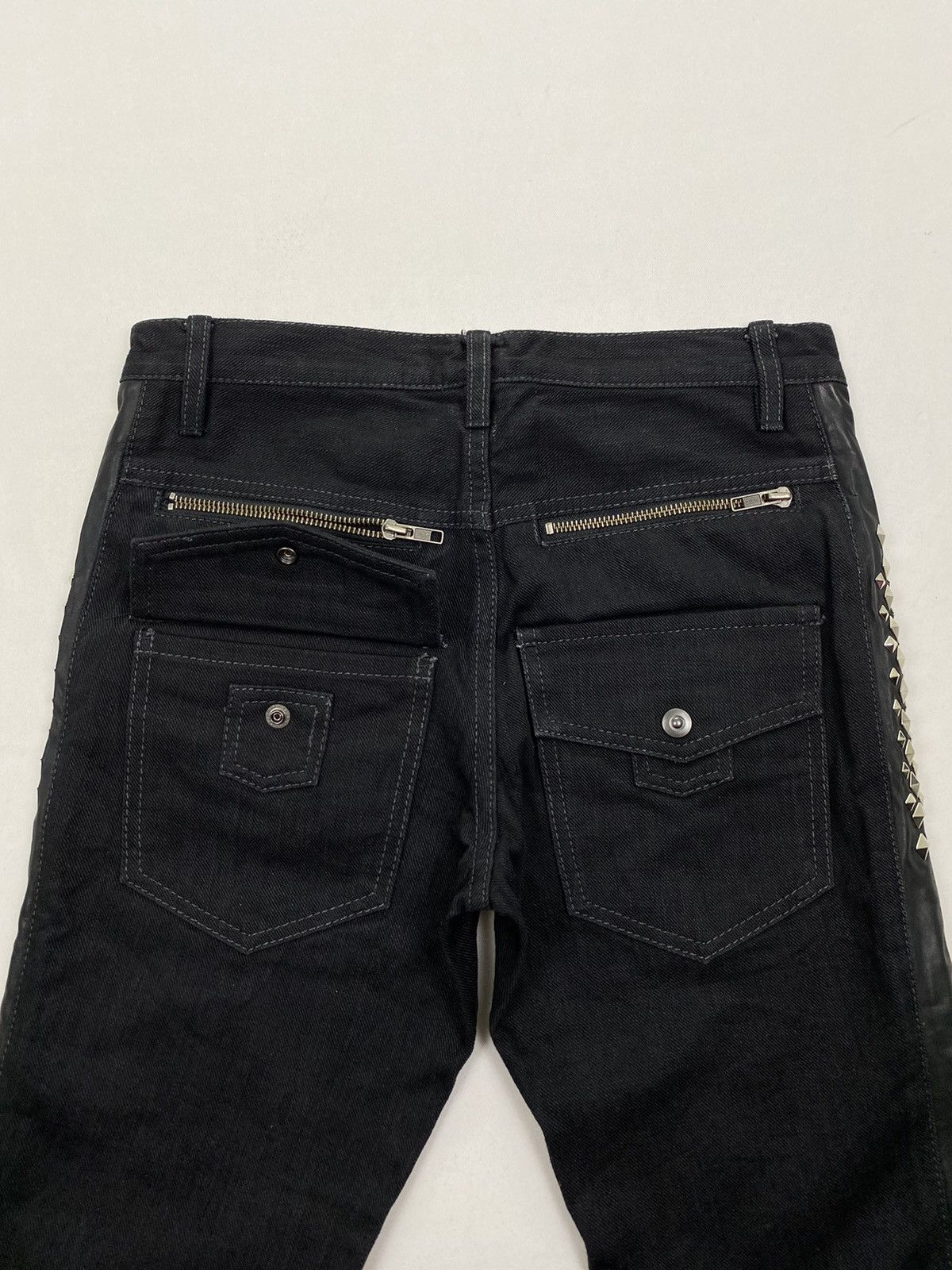 Japanese Brand Mononofu Teru Nakano Leather Side Studded Denim Size US 30 / EU 46 - 7 Thumbnail