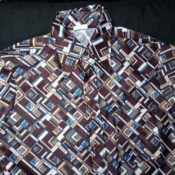Sears × Vintage Vintage Sears Kings Road MCM Geometric Polyester Disco Shirt Size US L / EU 52-54 / 3 - 1 Thumbnail