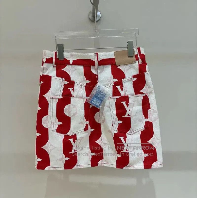 Other Louis Vuitton Red Monogram Cotton Skirt . Size 23" - 2 Thumbnail