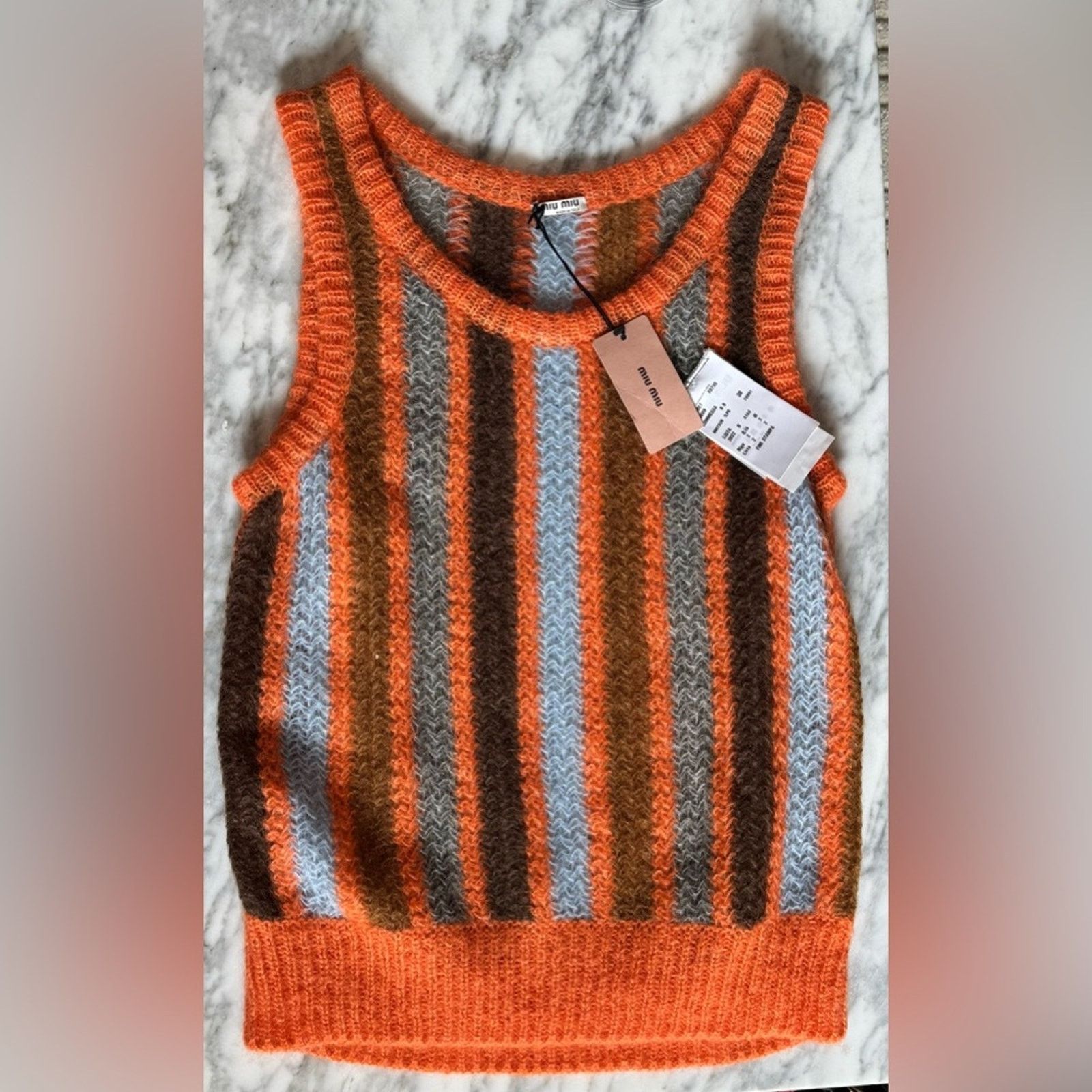Miu Miu Miu Miu NWT 2019 Mohair Sweater Vest Striped Knit Size M / US 6-8 / IT 42-44 - 2 Thumbnail