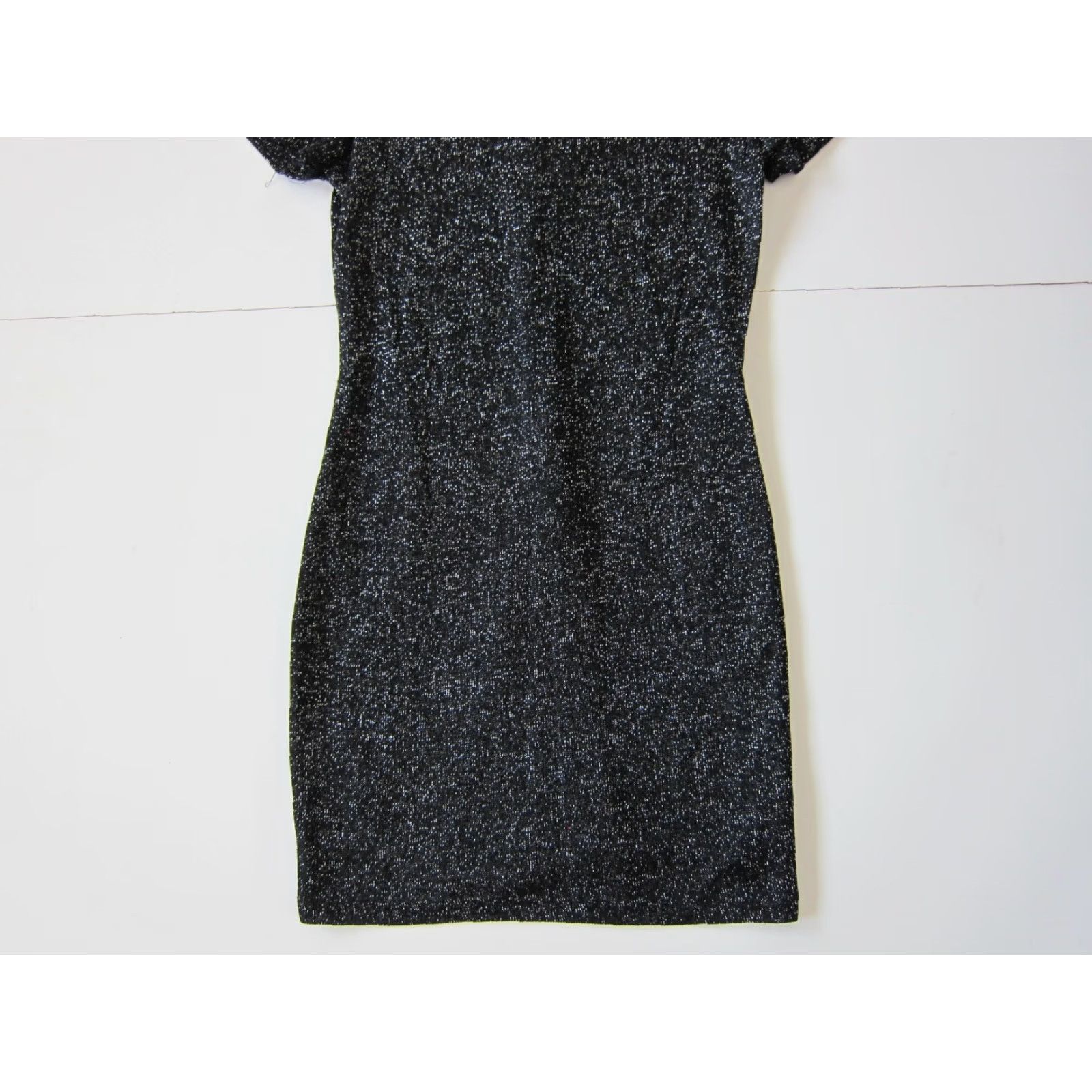 Vintage VINTAGE By Choice Stretch Black Silver Sparkle Short Sleeve Tunic Sheath Dress 11 Size 32" / US 10 / IT 46 - 8 Thumbnail