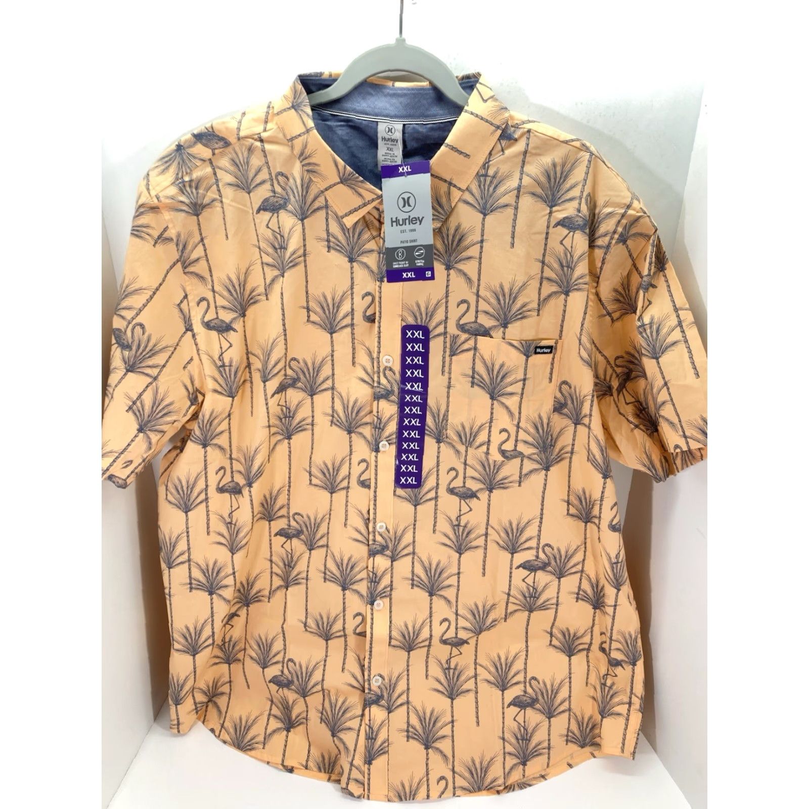 Hurley Hurley Patio Cabana Shirt Men 2XL Orange Flamingos Short Sleeve Button NWT Size US XXL / EU 58 / 5 - 2 Thumbnail