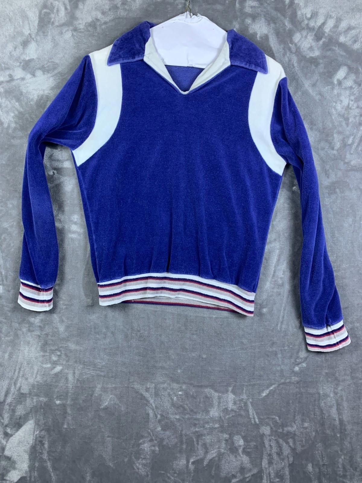 Designer 70s ELY Johnny Collar Plush Cotton Pullover LS Polo (274) Size US S / EU 44-46 / 1 - 1 Thumbnail