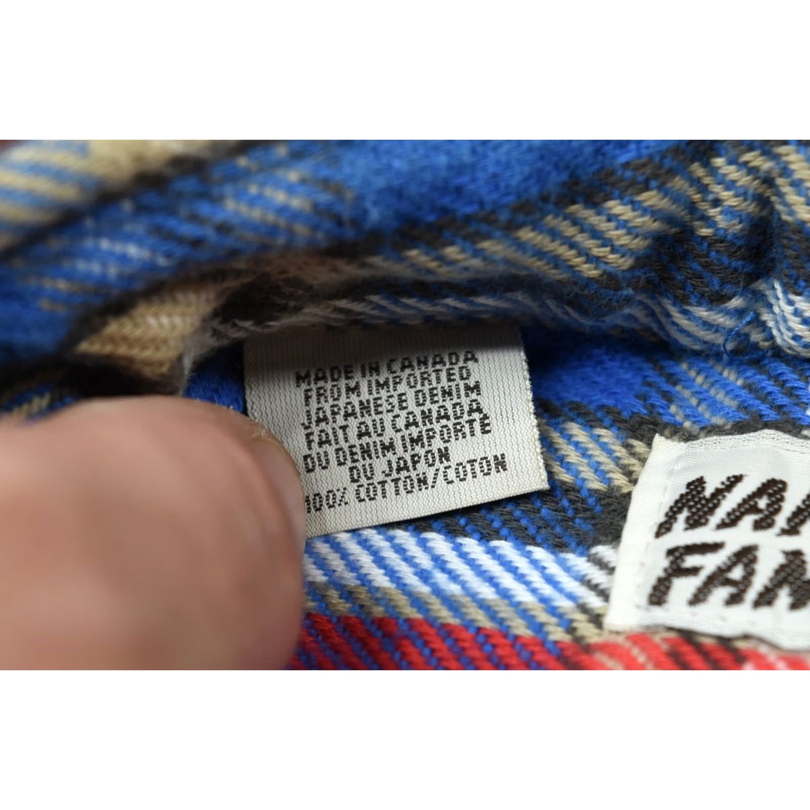 Vintage Naked & Famous Denim Flannel Shirt Slim Button-Down Mens XS Blue Red Plaid Long Sleeve Shirt Size US S / EU 44-46 / 1 - 7 Thumbnail