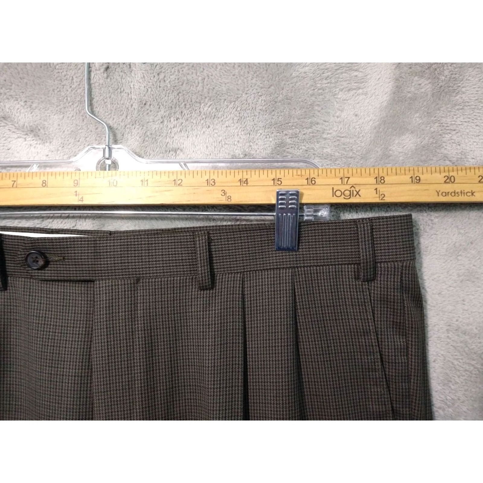Ralph Lauren Ralph Lauren Dress Pants Mens 38x32 Brown Plaid Wool Straight Leg Pleated Size US 38 / EU 54 - 3 Thumbnail