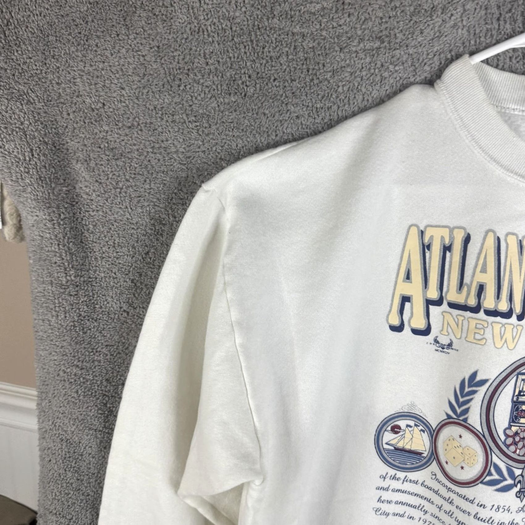 Jerzees VINTAGE Jerzees Sweatshirt Mens XL White Atlantic City New Jersey USA 90s Size US XL / EU 56 / 4 - 5 Thumbnail