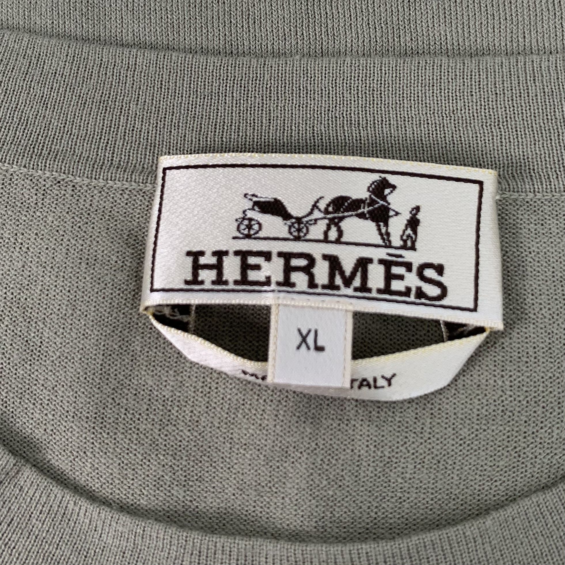 Hermes CM0032 Hermès Olive Green Graphic Cotton T-Shirt Size US XL / EU 56 / 4 - 5 Thumbnail