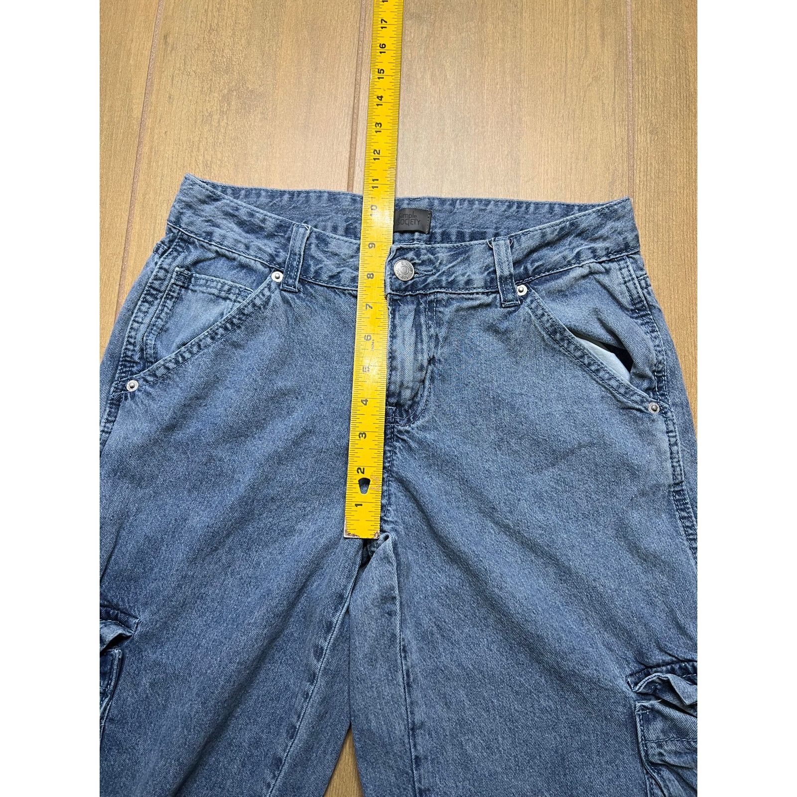 Vintage Simple Society Womens Cargo Jeans Wide Leg Y2K Baggy 5/27 Size 27" / US 4 / IT 40 - 6 Thumbnail