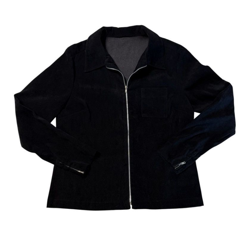 Other Vintage Black Faux Suede Jacket Silk Lined Minimalist 1990s Size M / US 6-8 / IT 42-44 - 1 Thumbnail