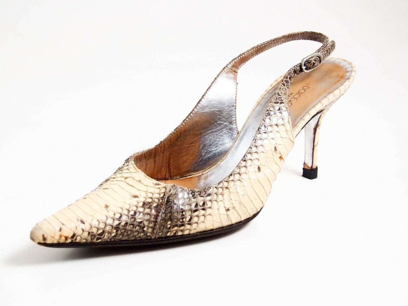Dolce Gabbana Slingback Heels Sandals Python US 5 EU 35 $920