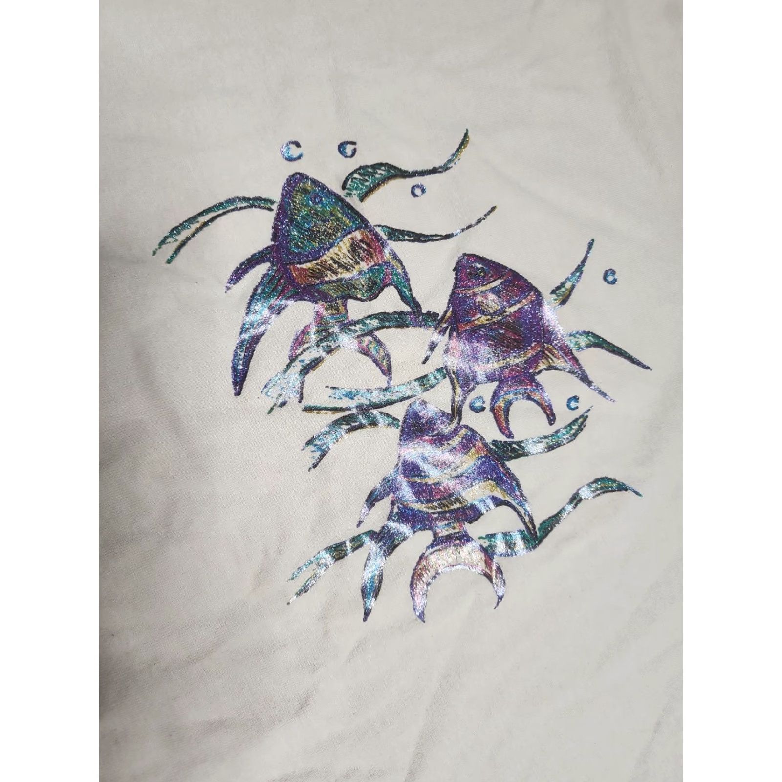 Hanes VINTAGE Hanes T-Shirt 90s Mens XL Beige Glitter Crew Neck Short Sleeve Cotton Polyester Art 2000s 90s Men's XL Shirt Size US XL / EU 56 / 4 - 4 Thumbnail