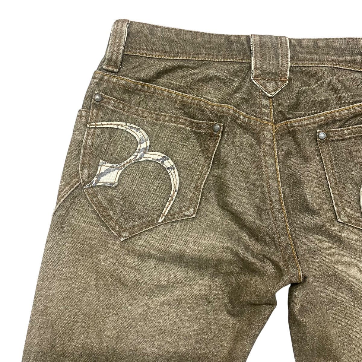 Nicole Club Nicole Club Denim Snake Skin Leather Flare Jeans Size US 29 - 10 Thumbnail