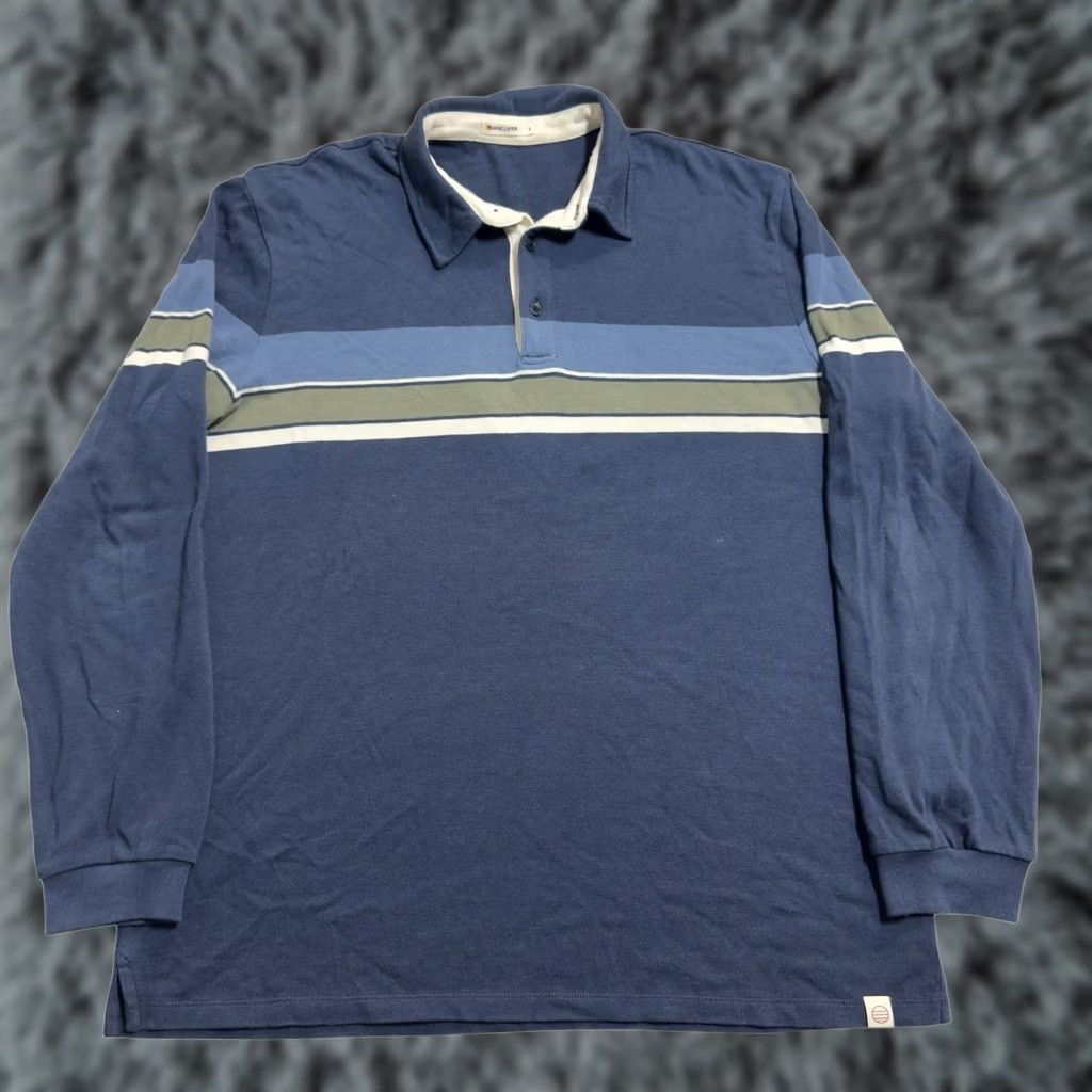 Marine Layer Marine Layer Rugby Shirt Navy Blue Colorblock Long Sleeve Polo L Men Size US L / EU 52-54 / 3 - 1 Thumbnail