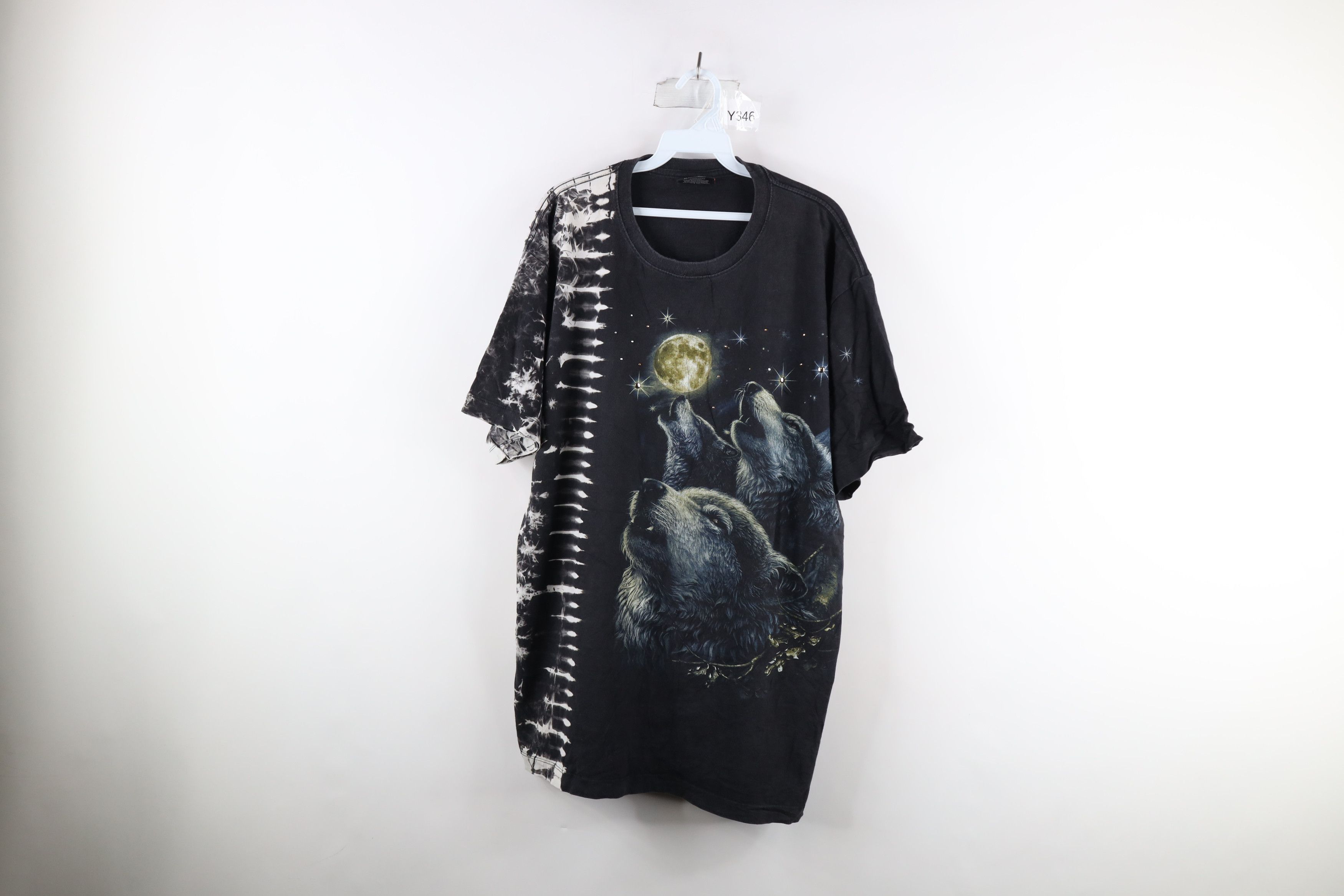 image of Vintage 90's Streetwear All Print Acid Wash Wolf Moon T-Shirt, Men's (Size XL)